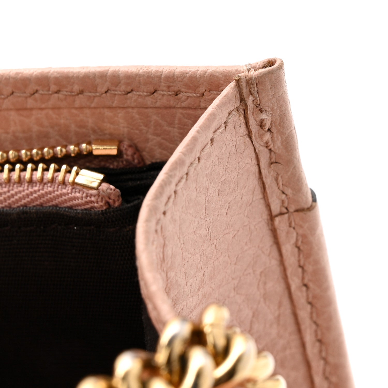 Dollar Calfskin Mini GG Marmont Chain Wallet Perfect Pink