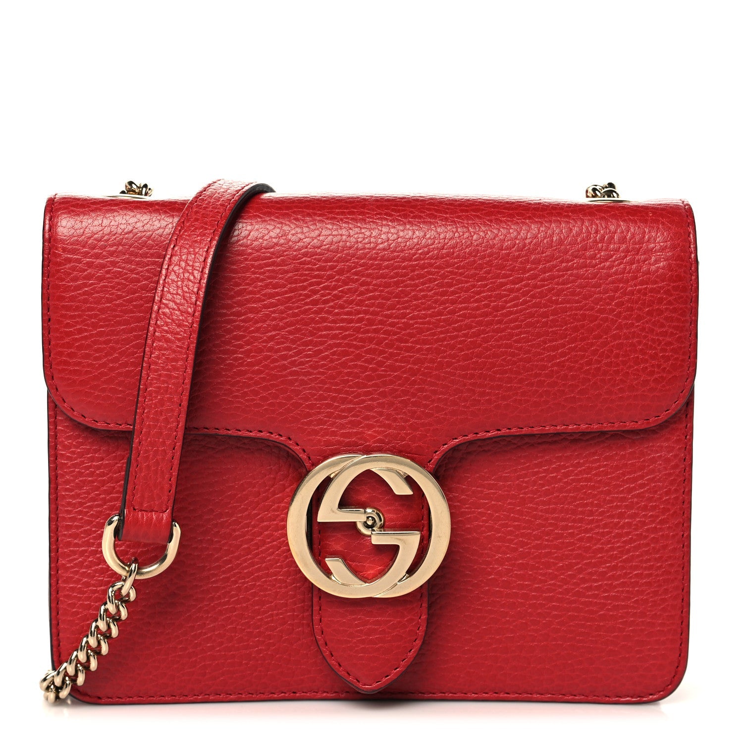 Dollar Calfskin Small Interlocking G Shoulder Bag Red