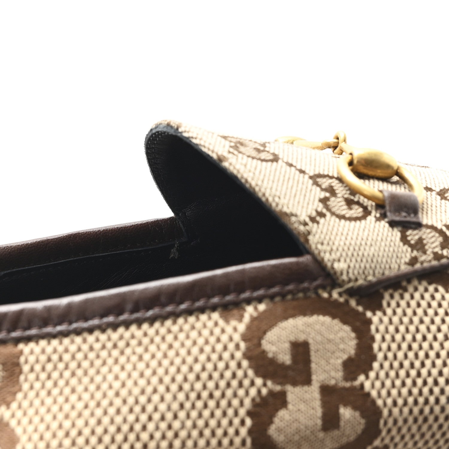 Monogram Jumbo GG Malaga Kid Horsebit Womens Jordaan Loafers 40.5 Camel Ebony New Acero Beige
