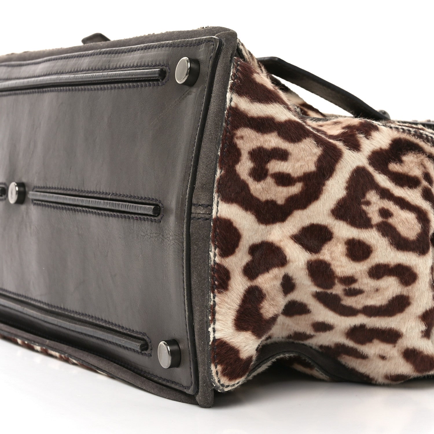 Pony Hair Leopard Suede Calfskin Print Large Muse Two Brown