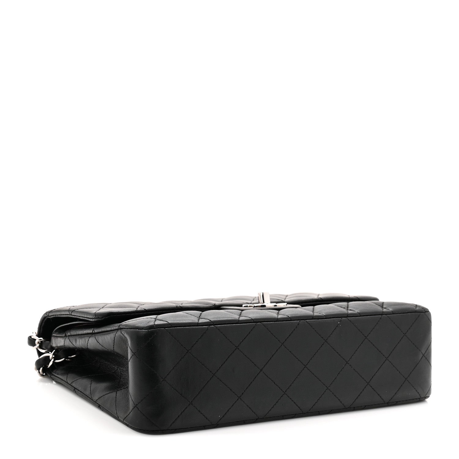Lambskin Quilted Medium Double Flap Black