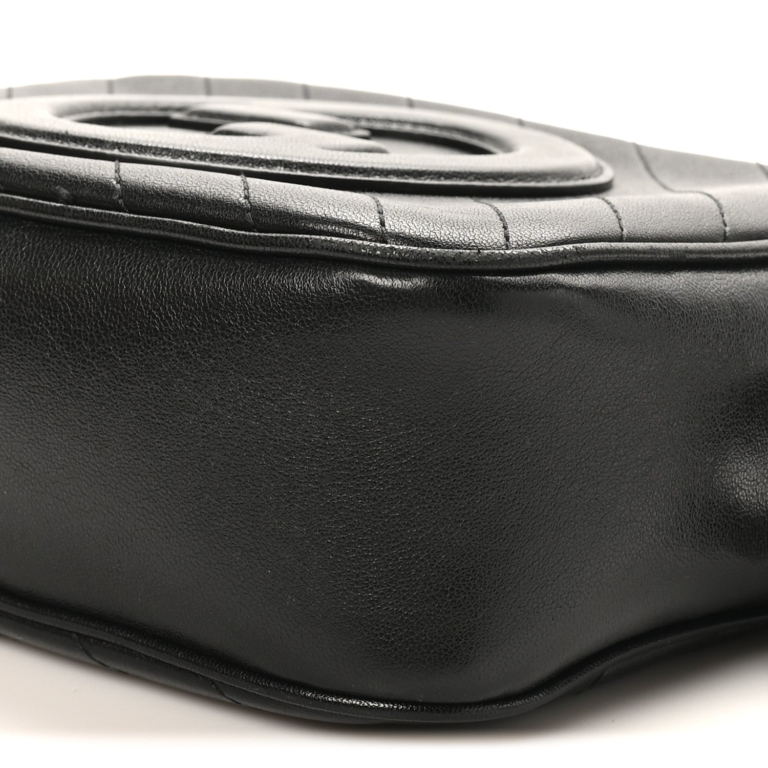 Sakai Be Green Calfskin Diagonal Stitched Small Blondie Shoulder Bag Black