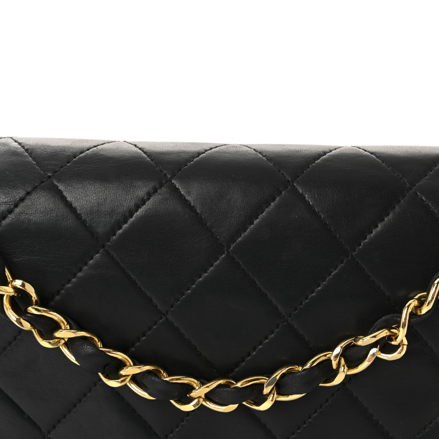 Lambskin Quilted Medium Double Flap Black