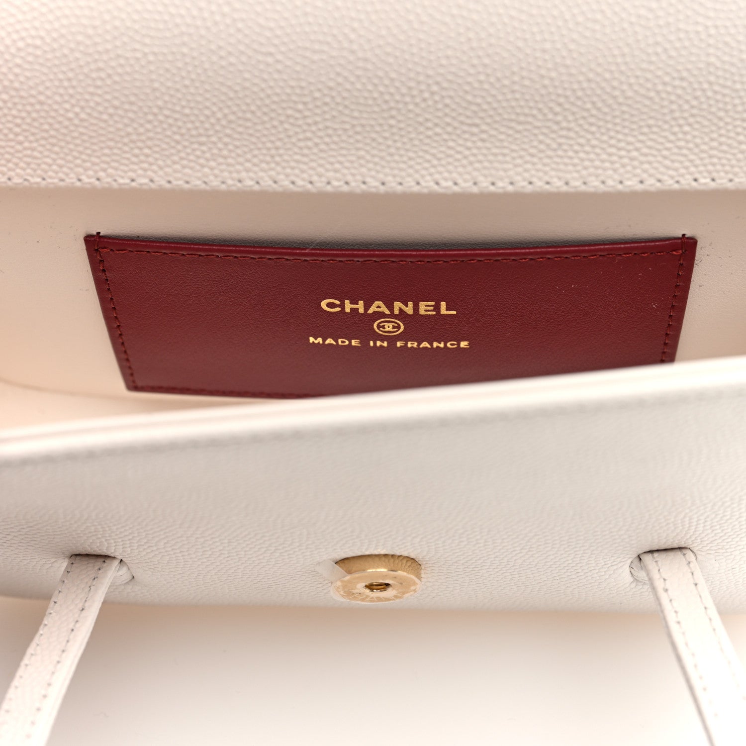Shiny Caviar Mini Preppy Coco Shoulder Bag White