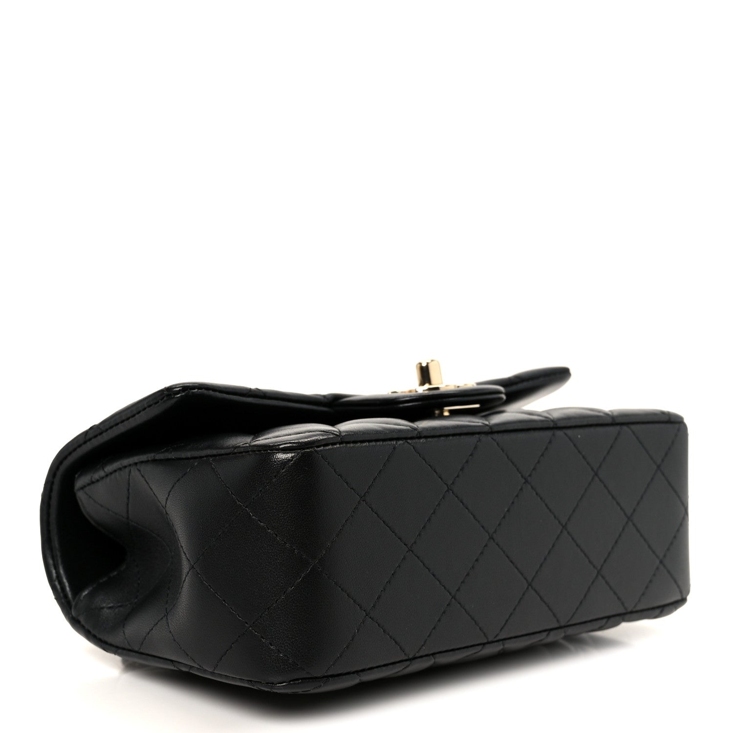 Lambskin Quilted Mini Top Handle Rectangular Flap Black
