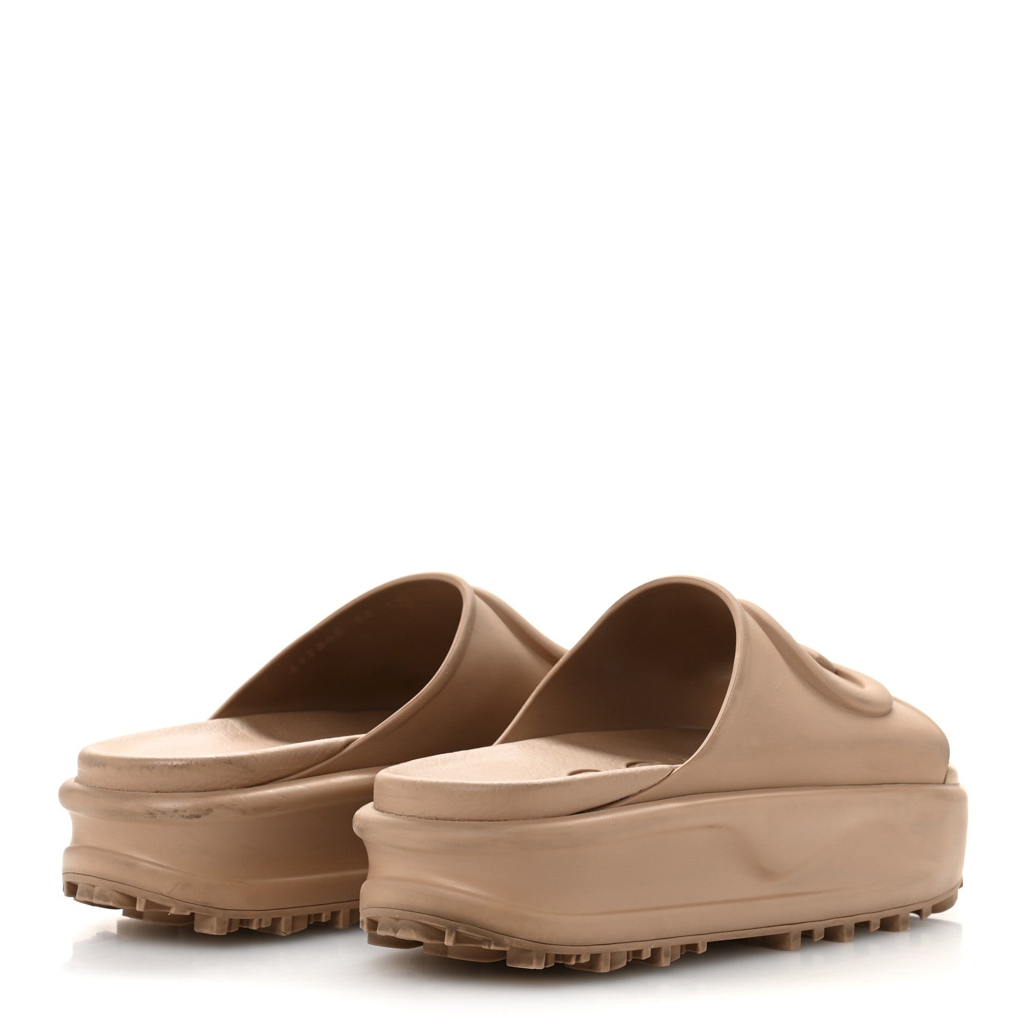 Soft Rubber Womens Interlocking G Platform 42mm Slide Sandals 37 Vintage Camel 38 Vintage Camel