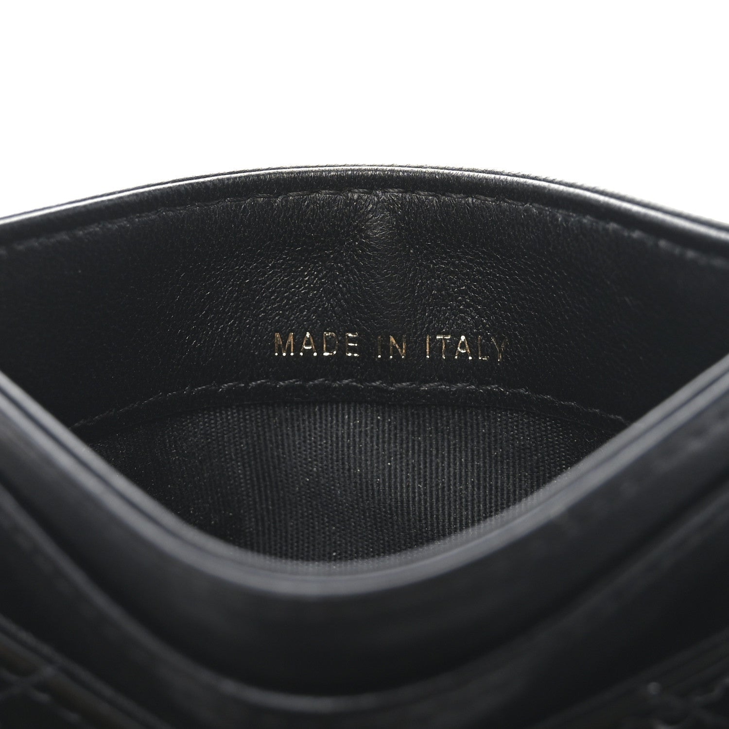 Patent Calfskin Quilted Card Holder Black