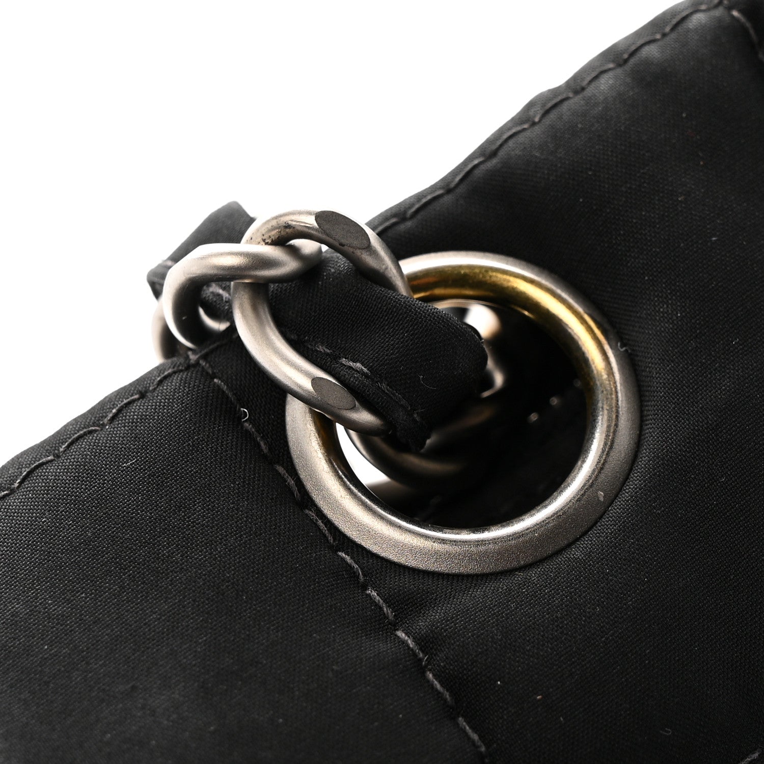 Nylon Square Quilted Flap Black