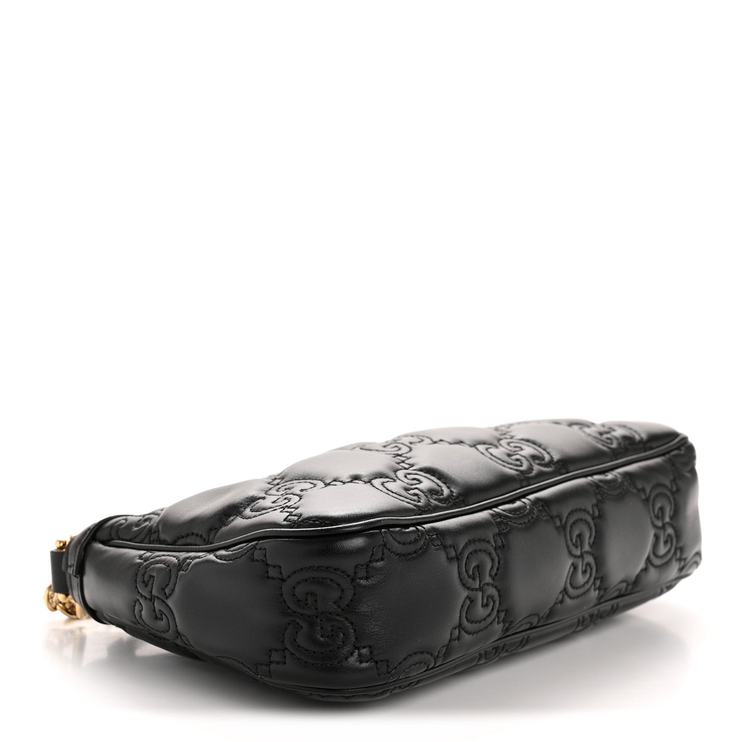 Calfskin GG Matelasse Chain Handbag Black Natural