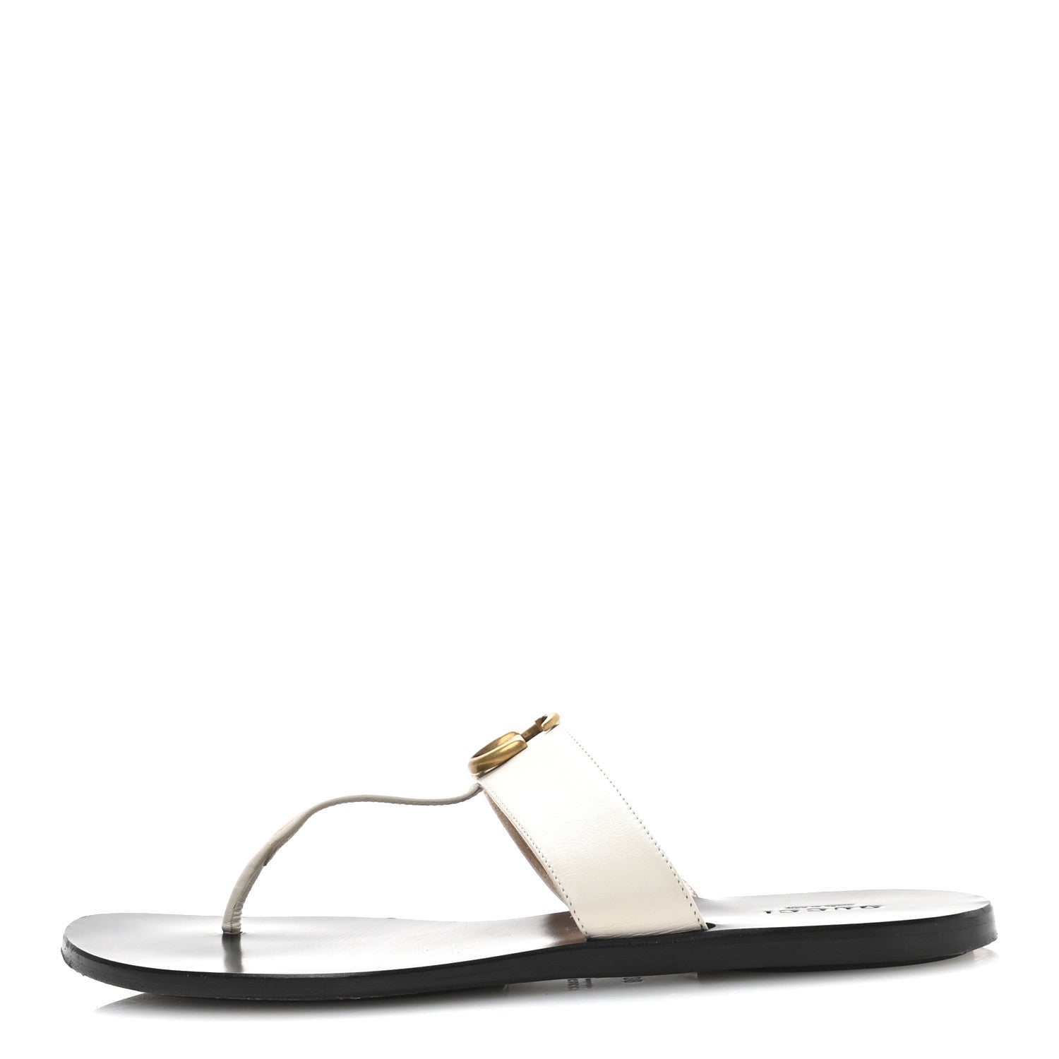 Calfskin GG Marmont Thong Sandals 39 Mystic White