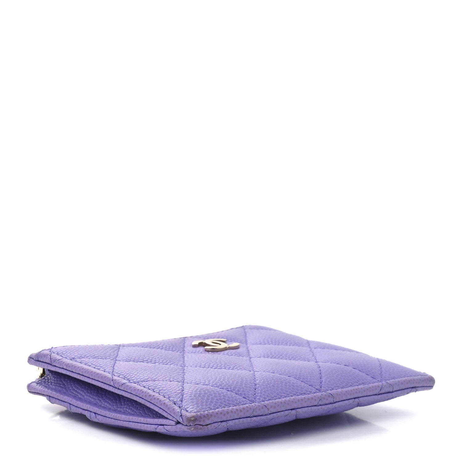 Caviar Quilted CC Zip Card Holder Purple