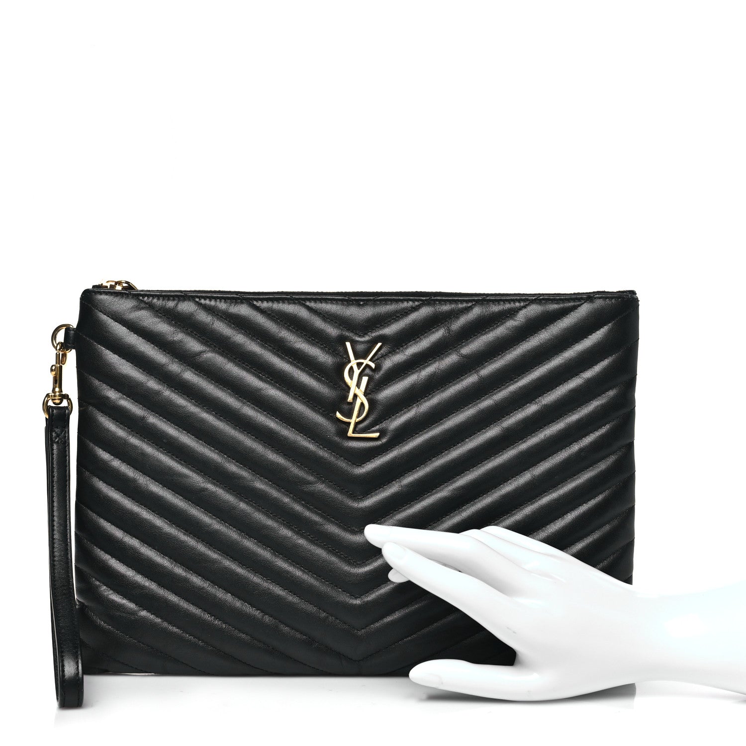 Calfskin Matelasse Monogram Cassandre Tablet Pouch Black