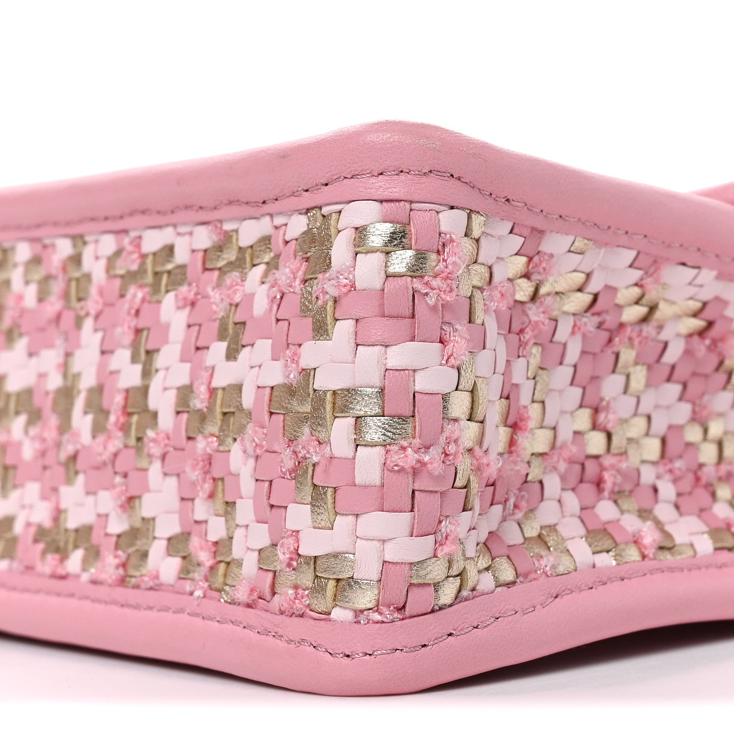 Metallic Lambskin Viscose Woven Flap Pink Gold