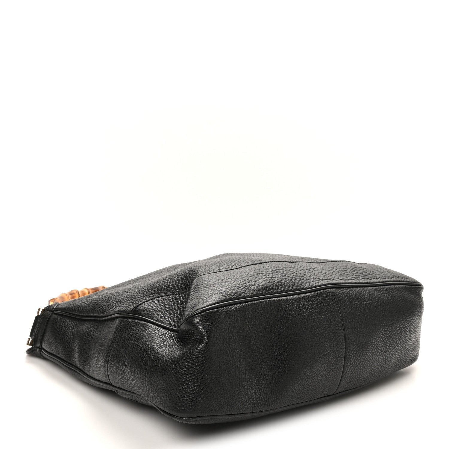 Pebbled Calfskin Medium Diana Bamboo Shoulder Bag Black
