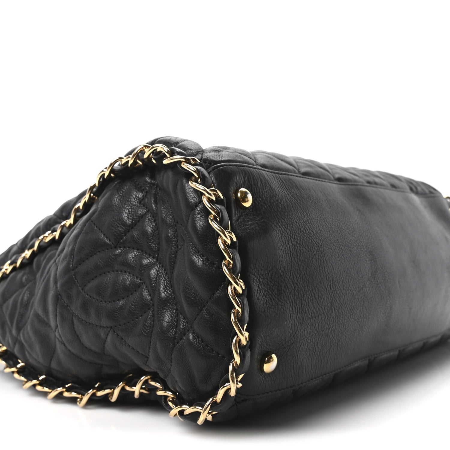 Calfskin Quilted Large Chain Me Hobo Black