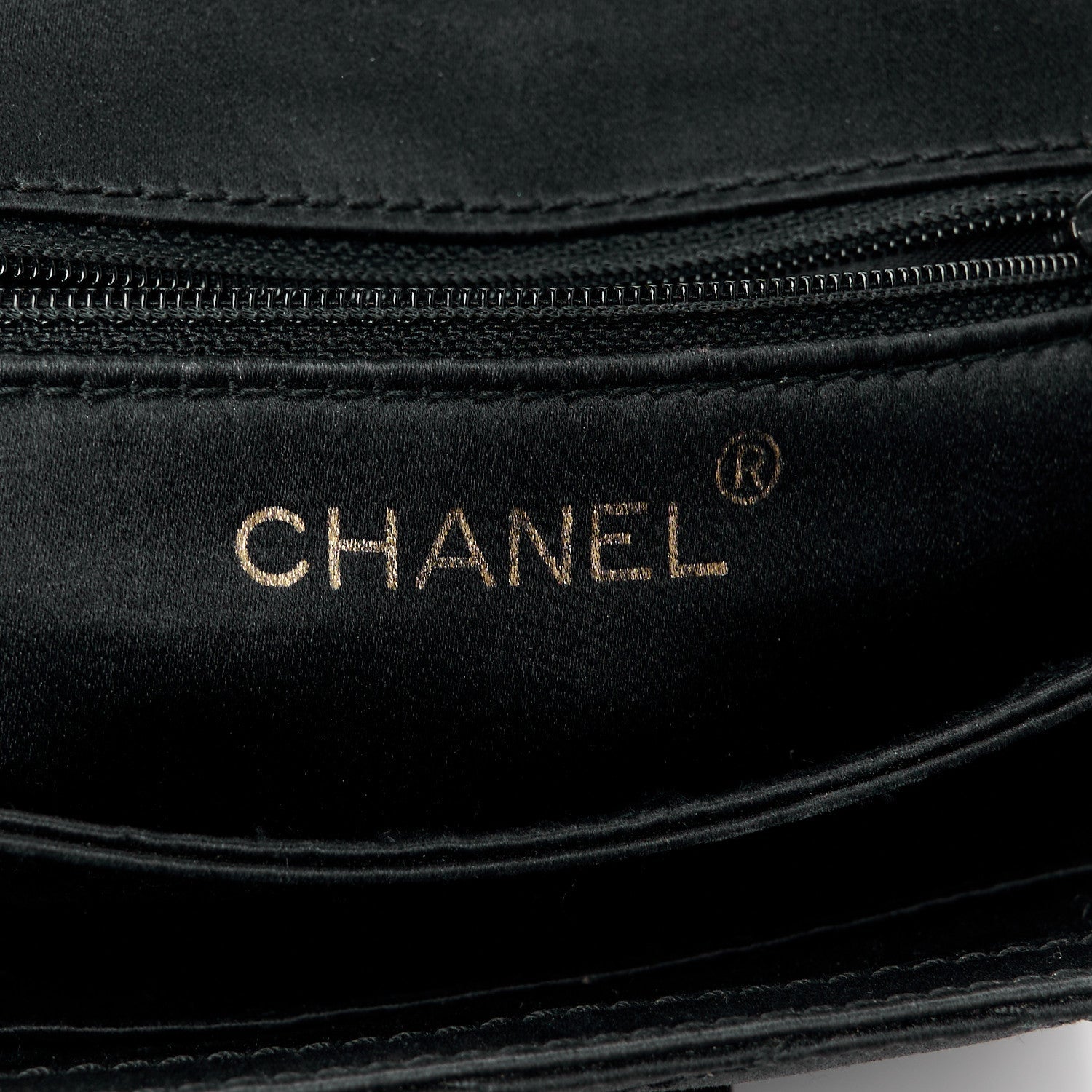 Satin Quilted Crystal CC Mini Square Flap Black