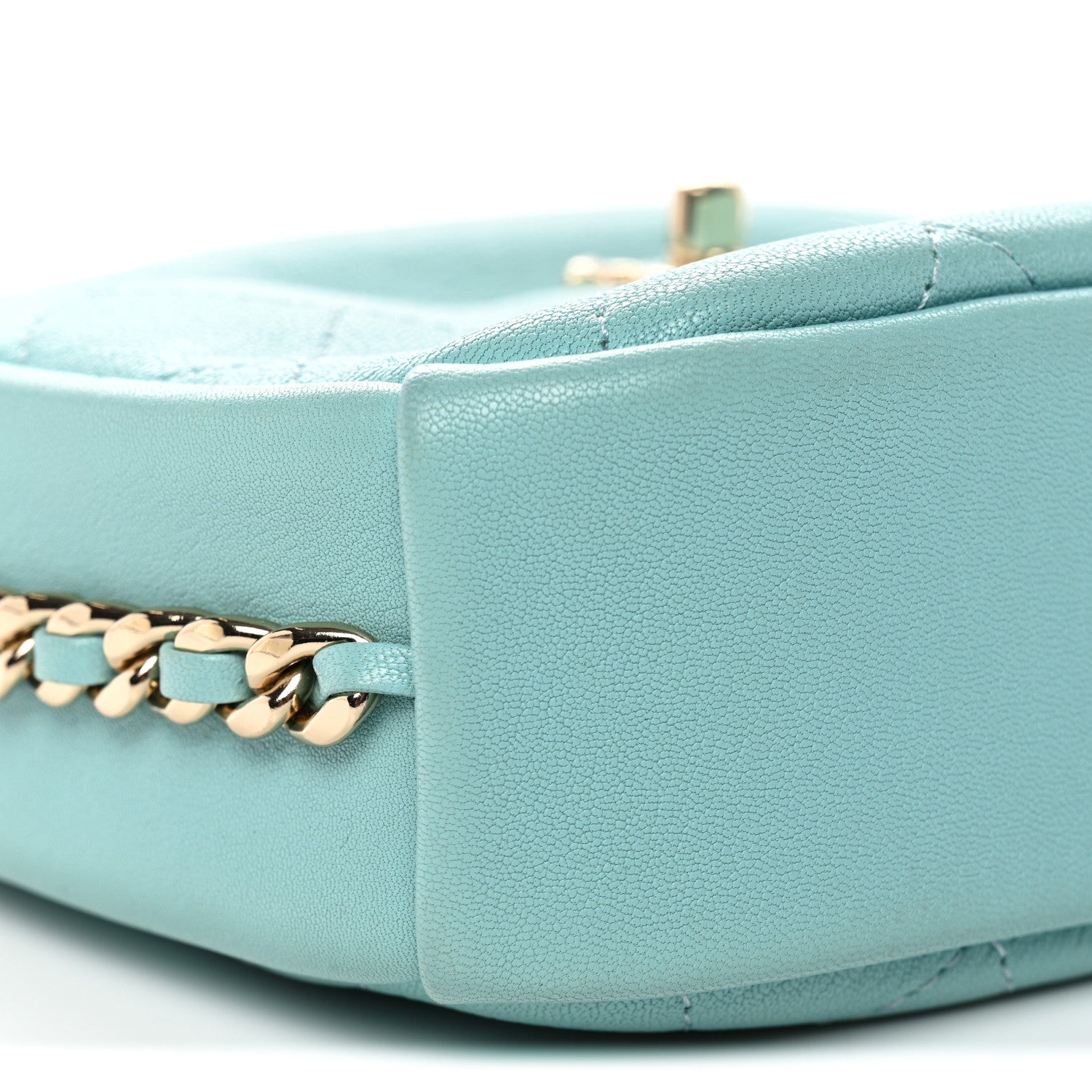 Goatskin Quilted Small Casual Trip Camera Case Light Blue