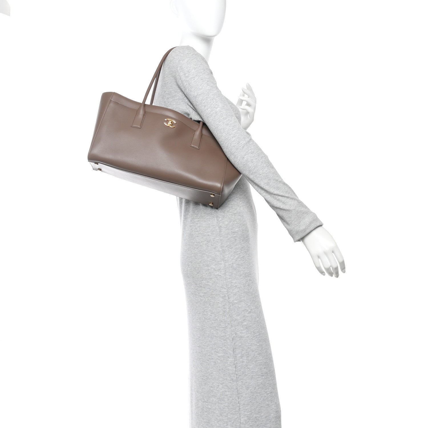 Calfskin Archetype Small Shopping Tote Brown