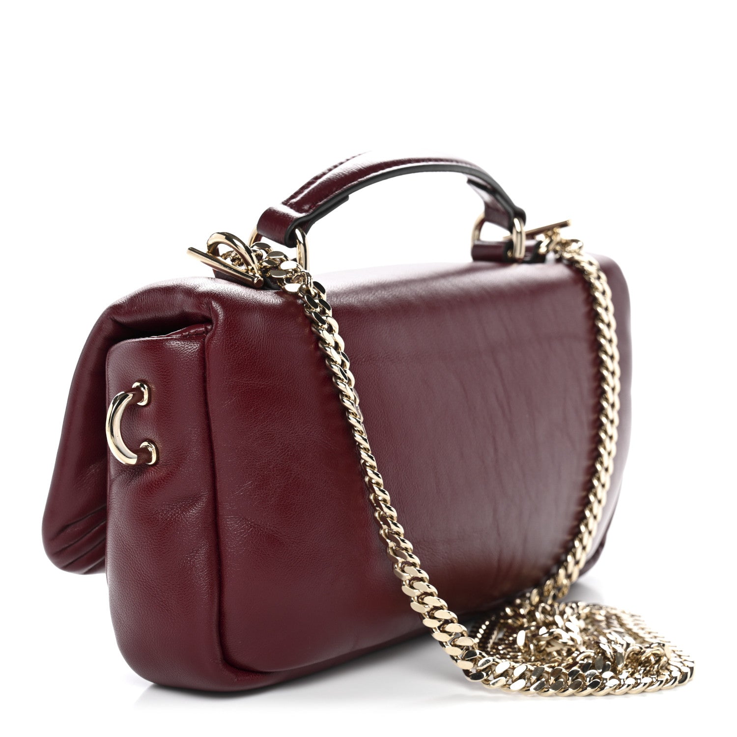Lambskin Mini GG Milano Top Handle Shoulder Bag Rosso Ancora