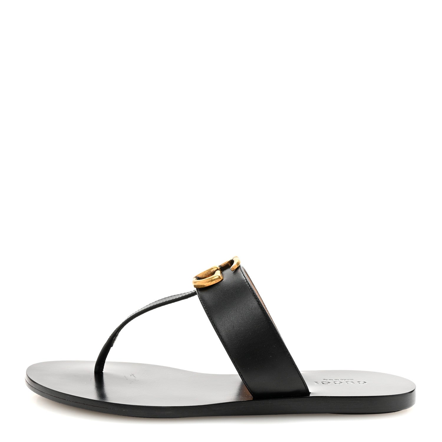Calfskin GG Marmont Thong Sandals 35 Black