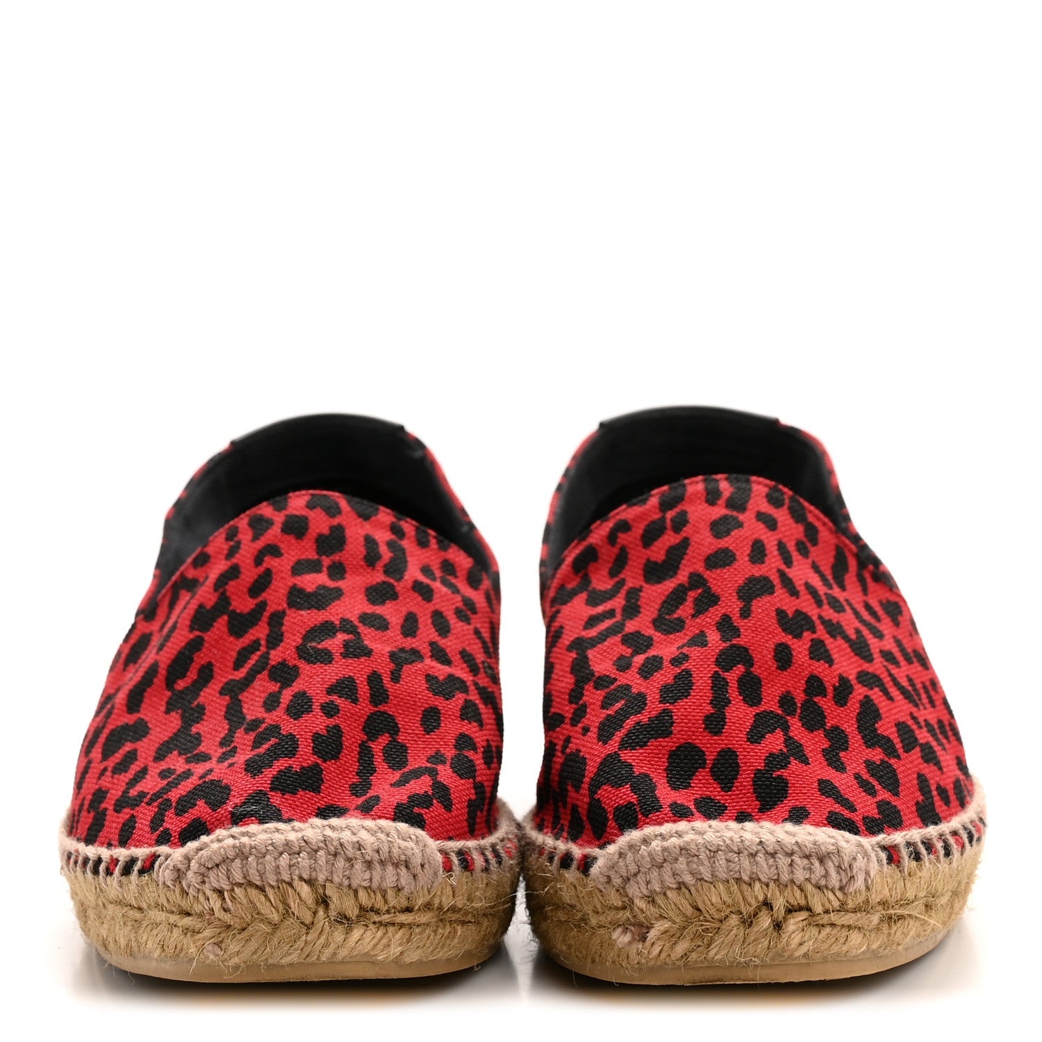 Canvas Leopard Print Espadrilles 38 Red Black