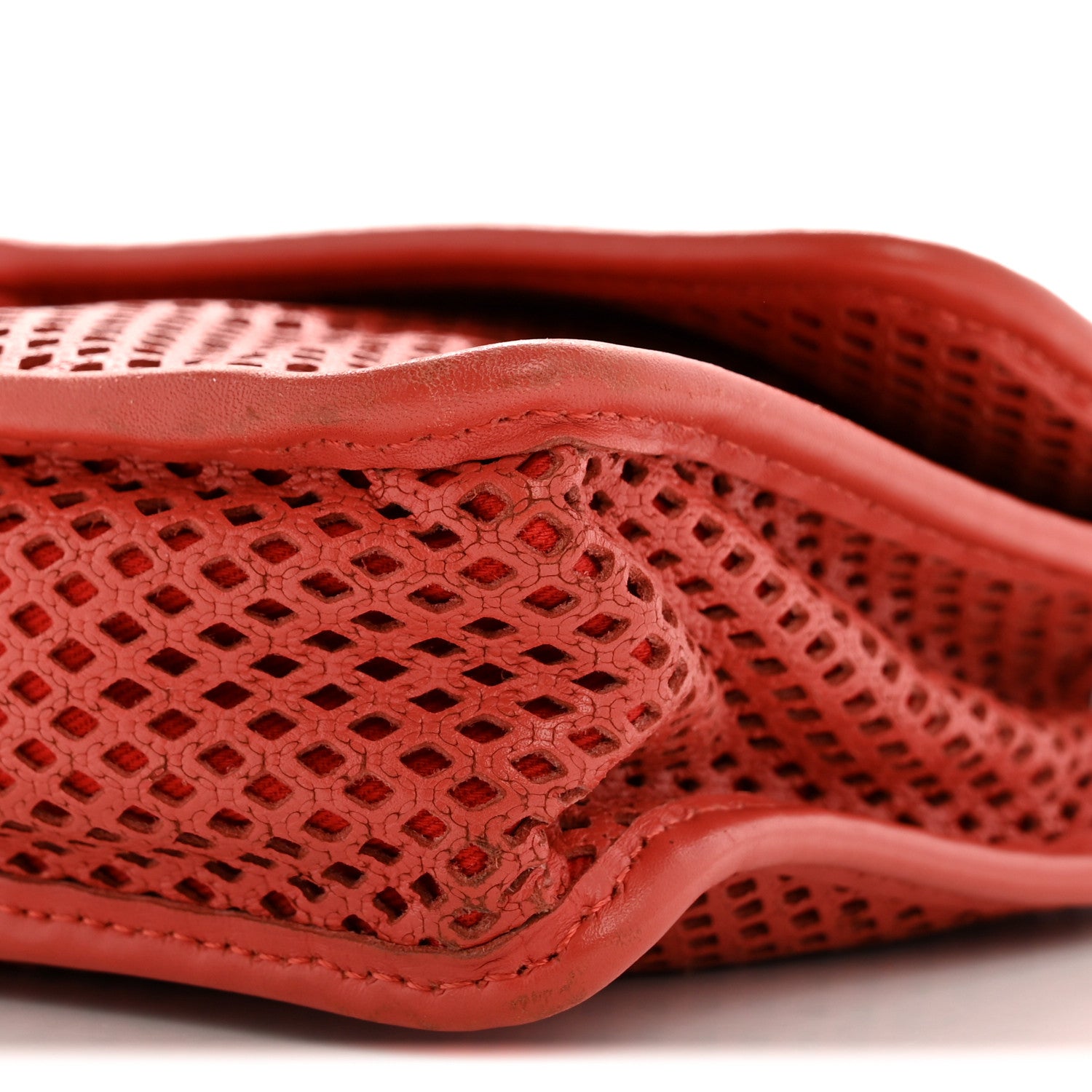 Perforated Calfskin Large Up In The Air Flap Red