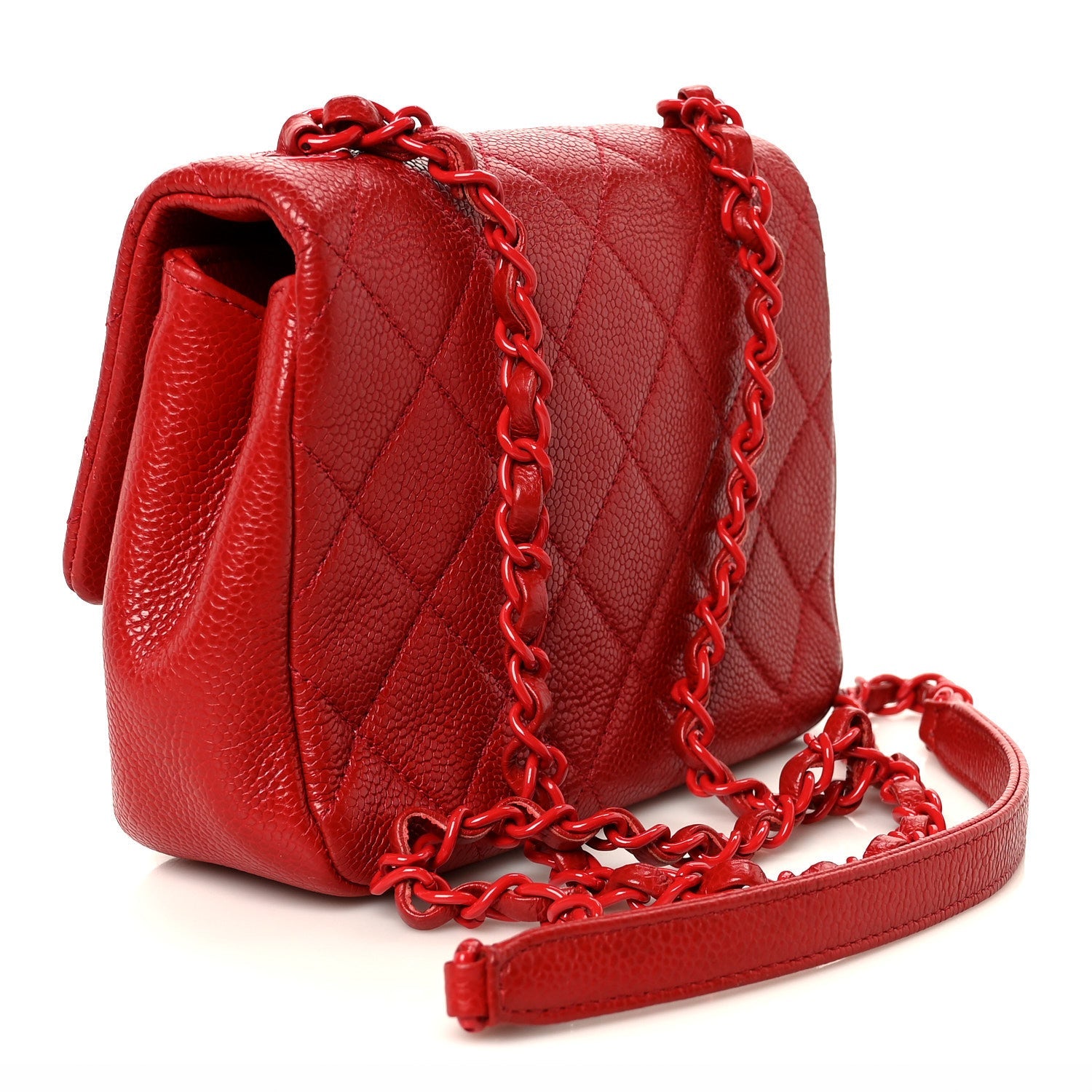 Caviar Quilted Mini Incognito Square Flap Red