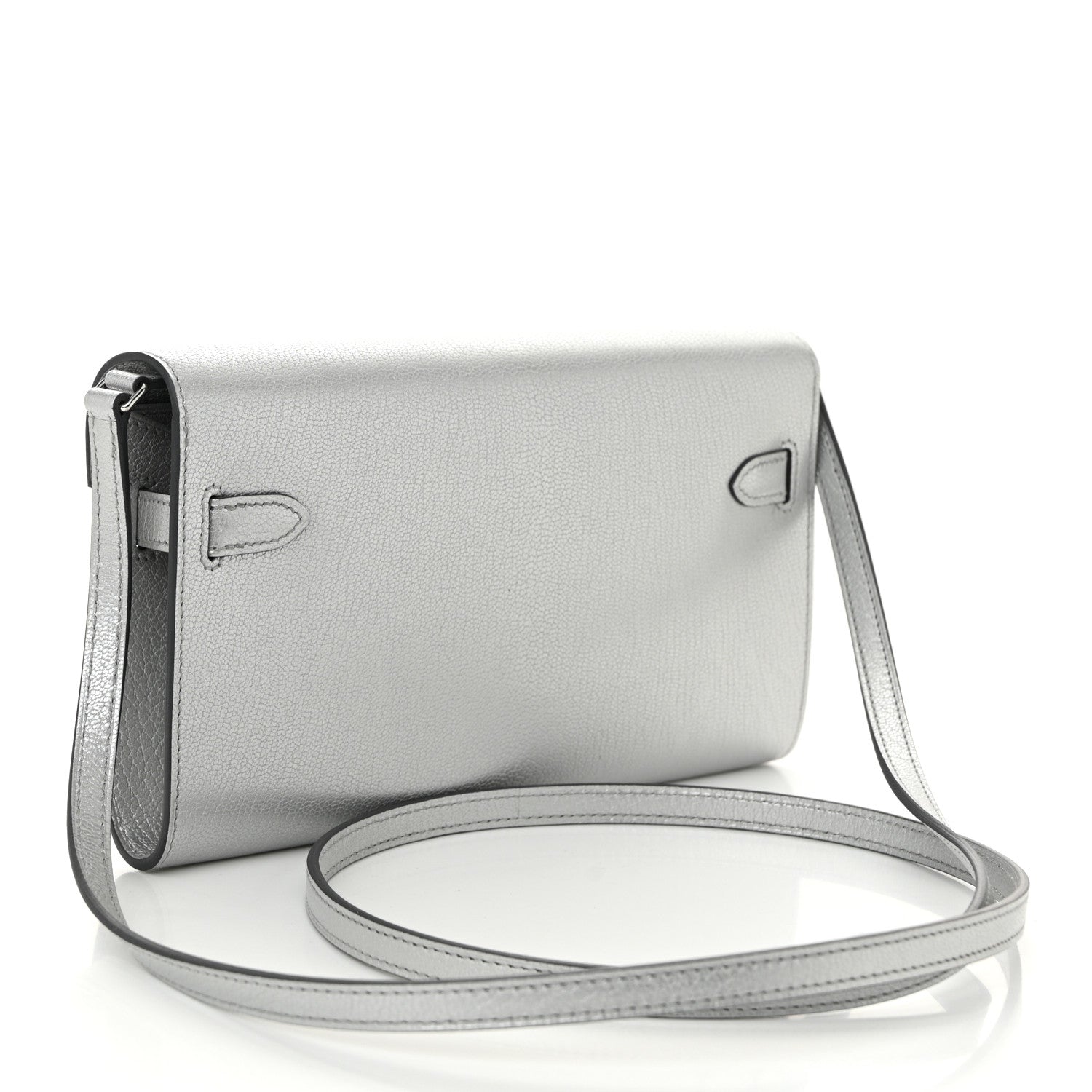 Metallic Chevre Chamkilight Kelly Wallet To Go Argent
