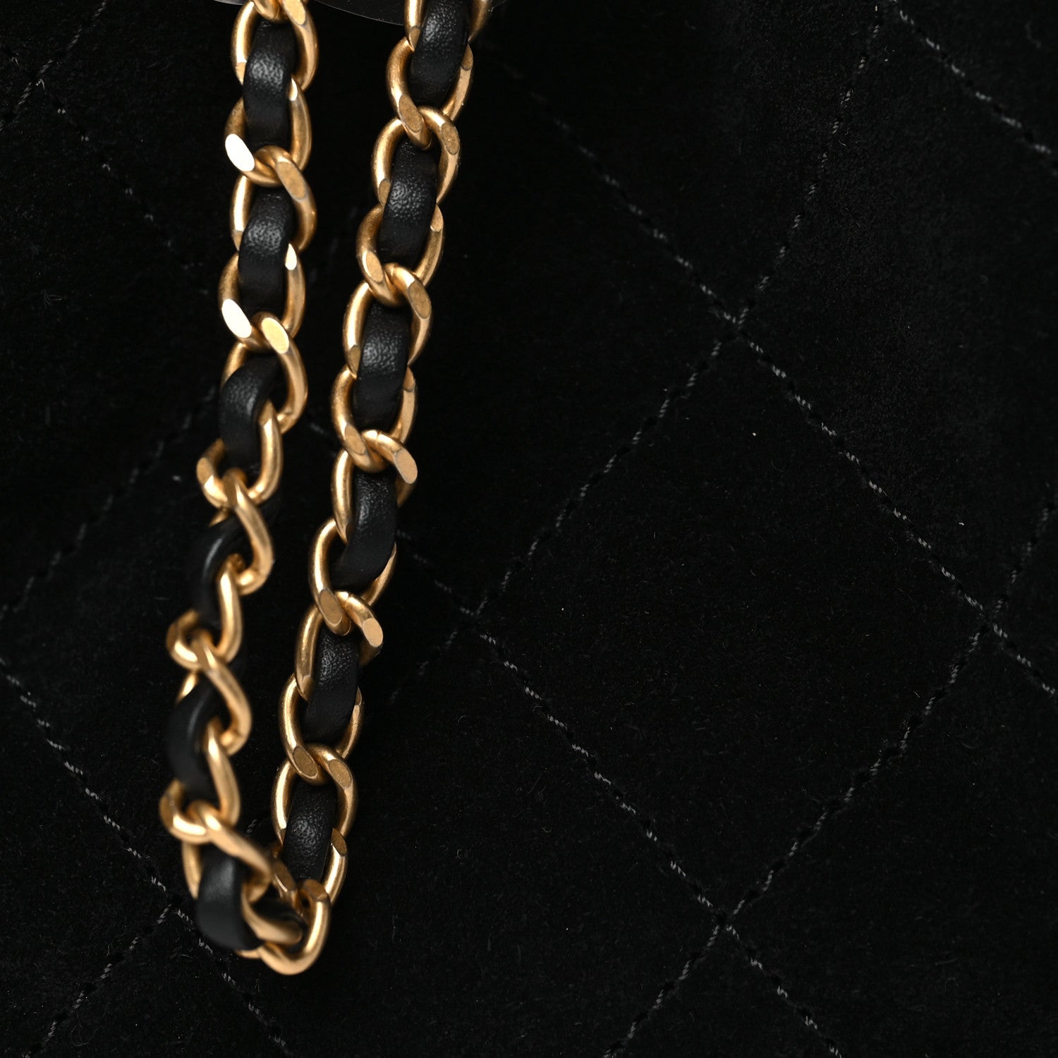Suede Quilted Mini Chanel 25 Handbag Black