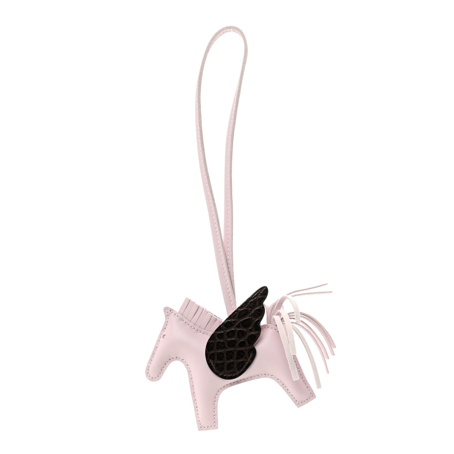 Milo Lambskin Matte Alligator Touch Grigri Rodeo Pegase Horse Bag Charm PM Mauve Pale Ebene