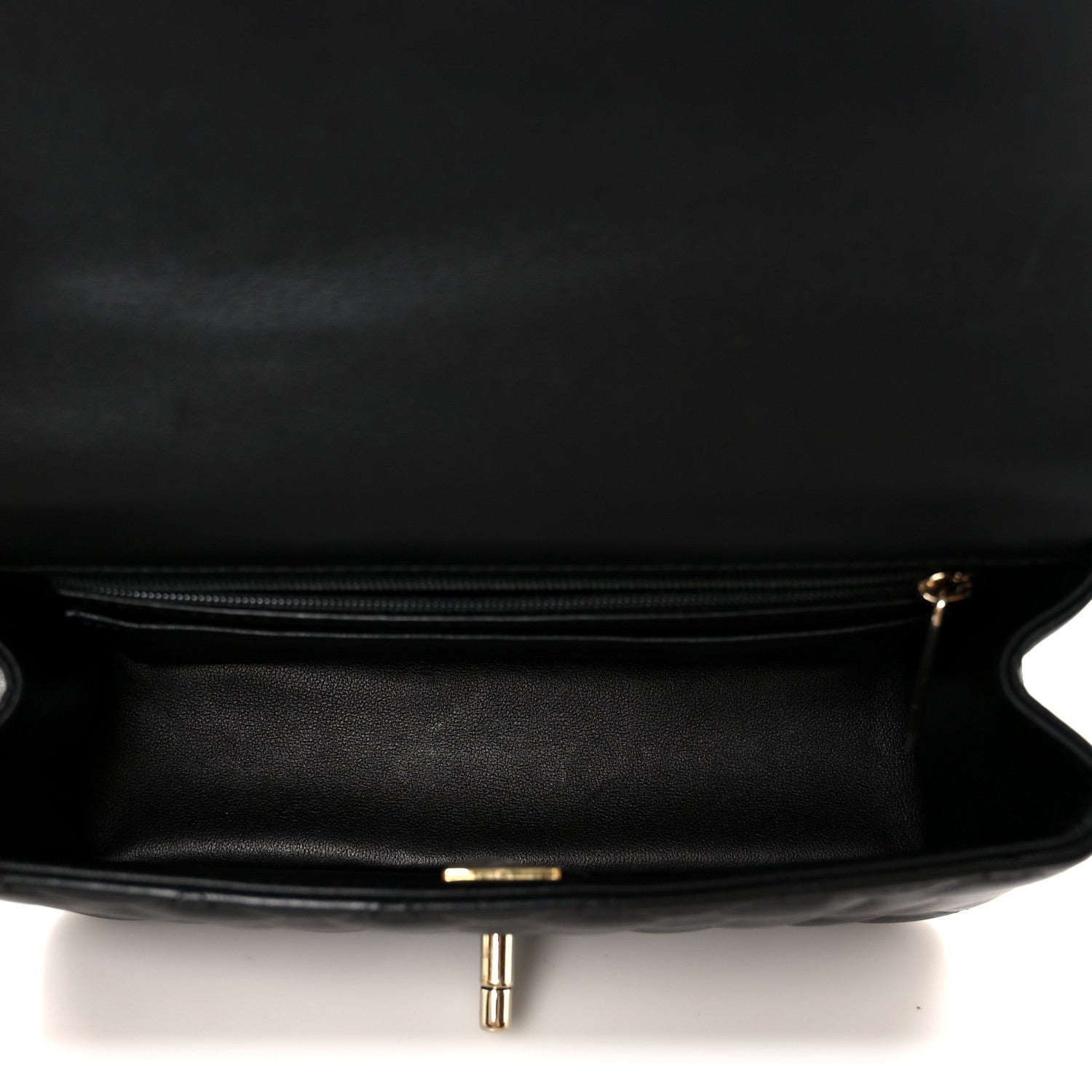 Lambskin Quilted Mini Top Handle Rectangular Flap Black