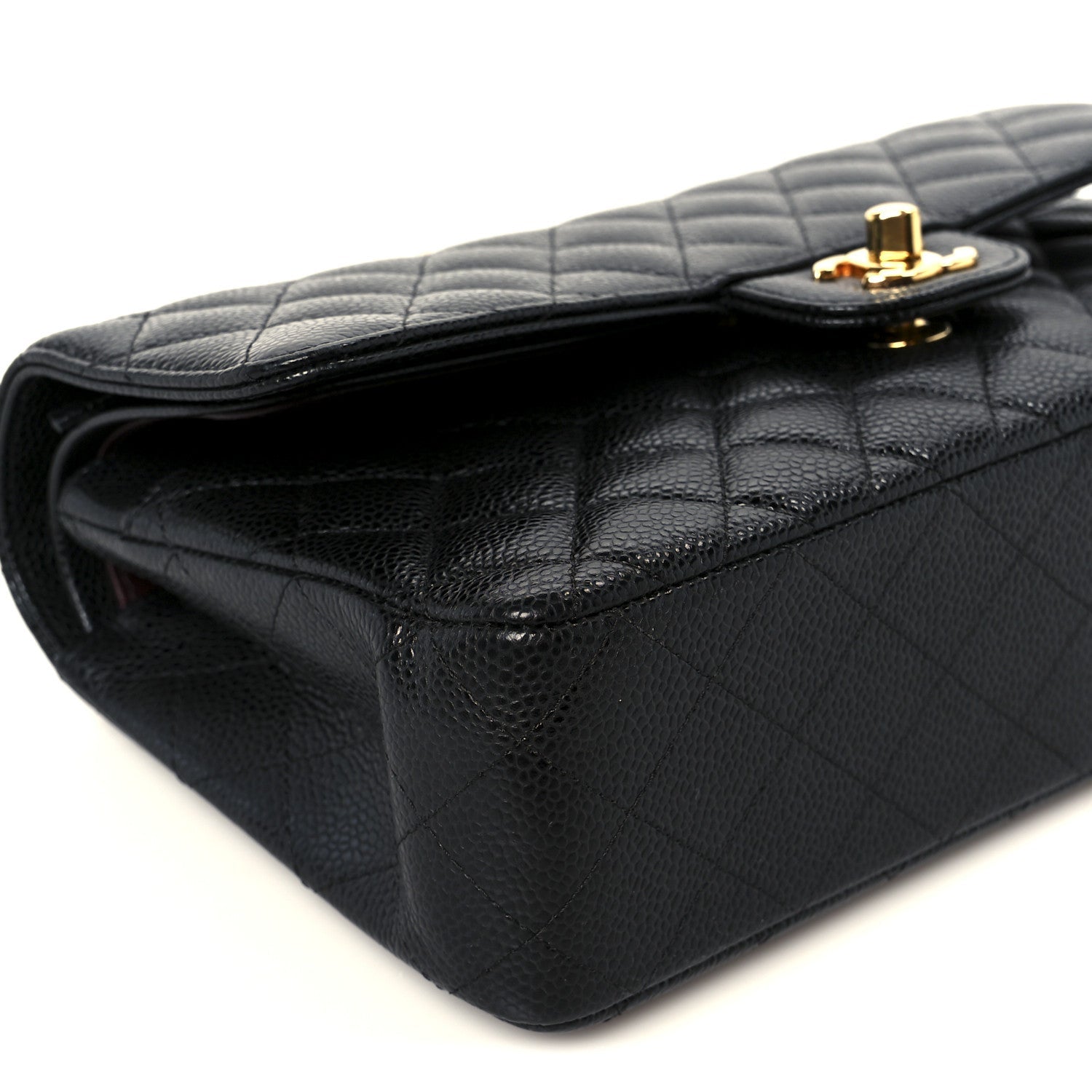 Caviar Quilted Medium Double Flap Black
