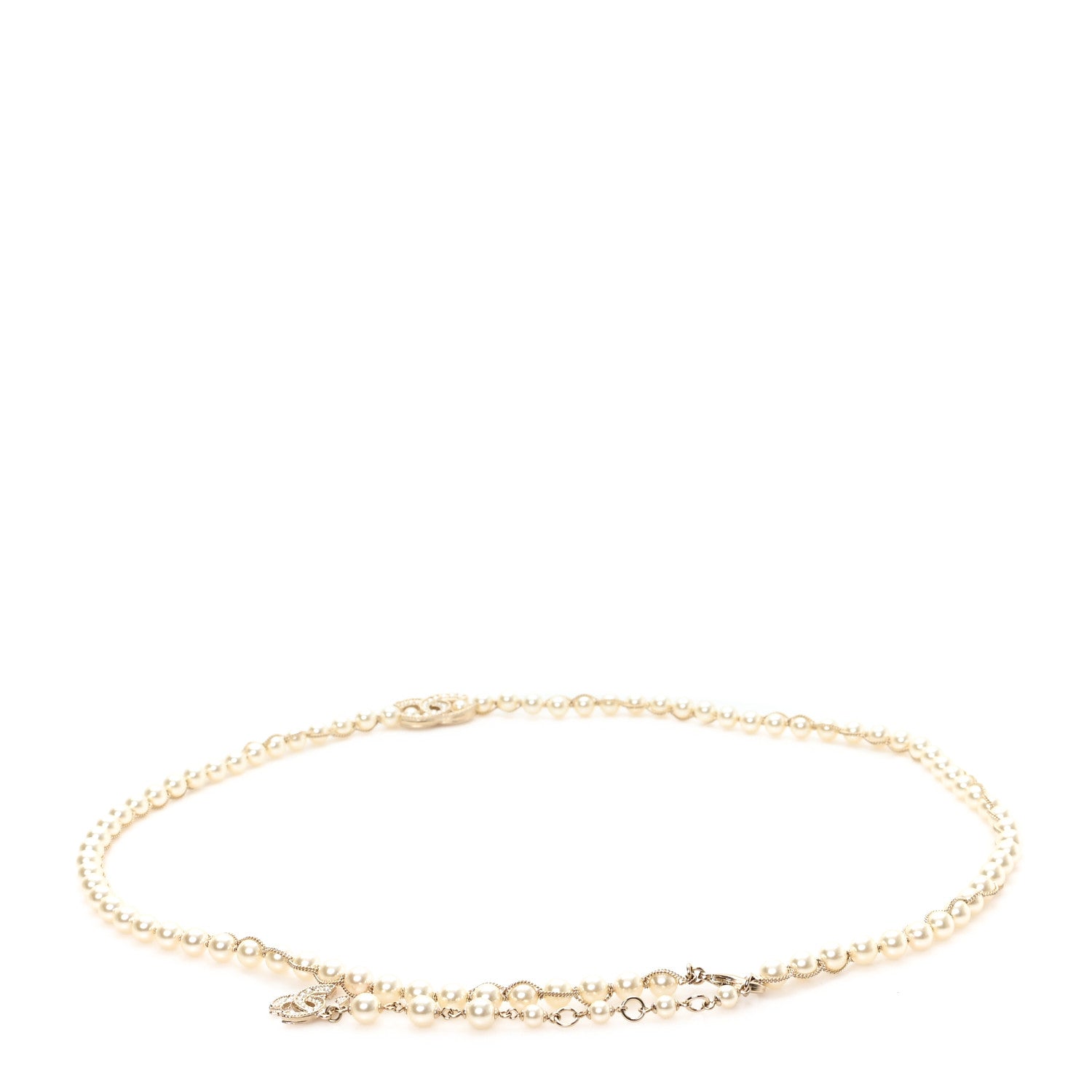 Pearl Chain CC Fancy Belt 85 34 Light Gold