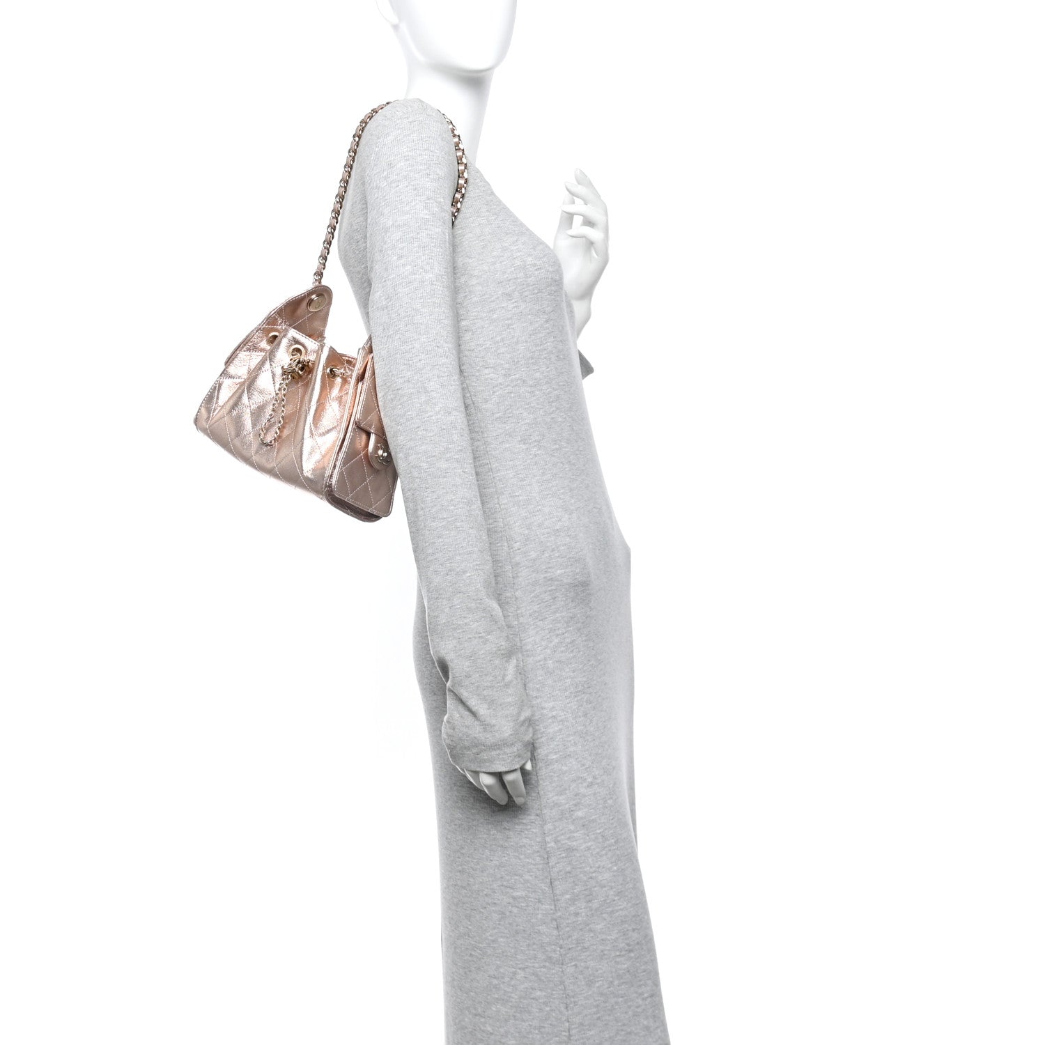 Metallic Caviar Quilted Mini Chanel 25 Handbag Copper