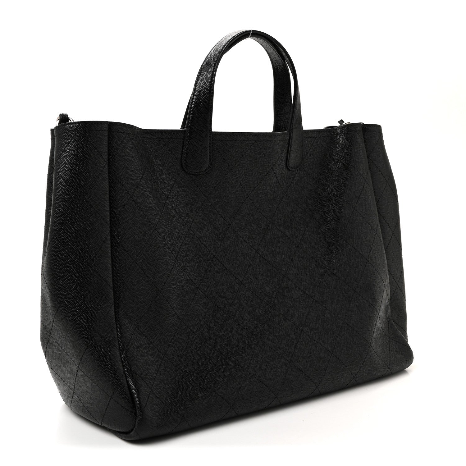 Caviar Stitched Large Shopping Tote Black