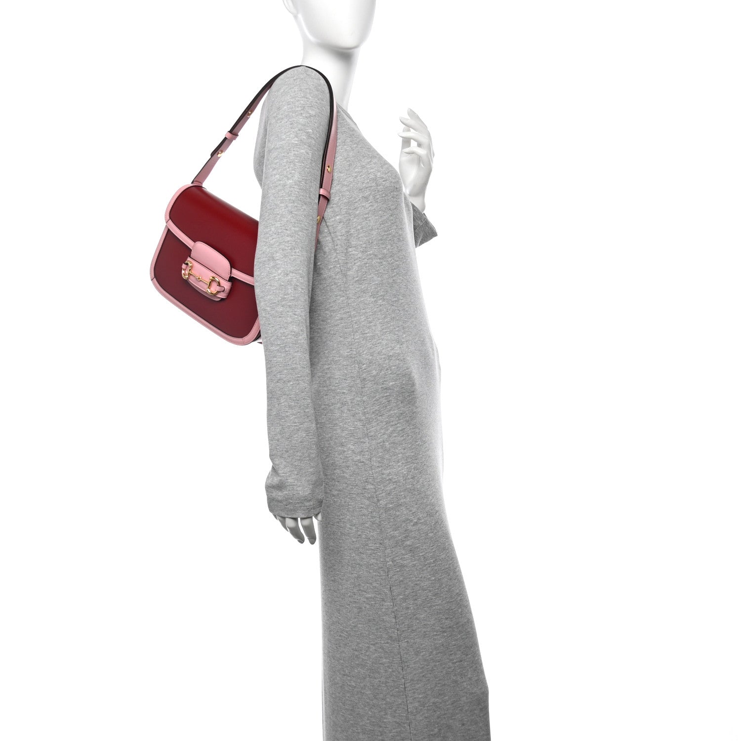 Azalea Calfskin Horsebit 1955 Shoulder Bag New Cherry Red Wild Rose