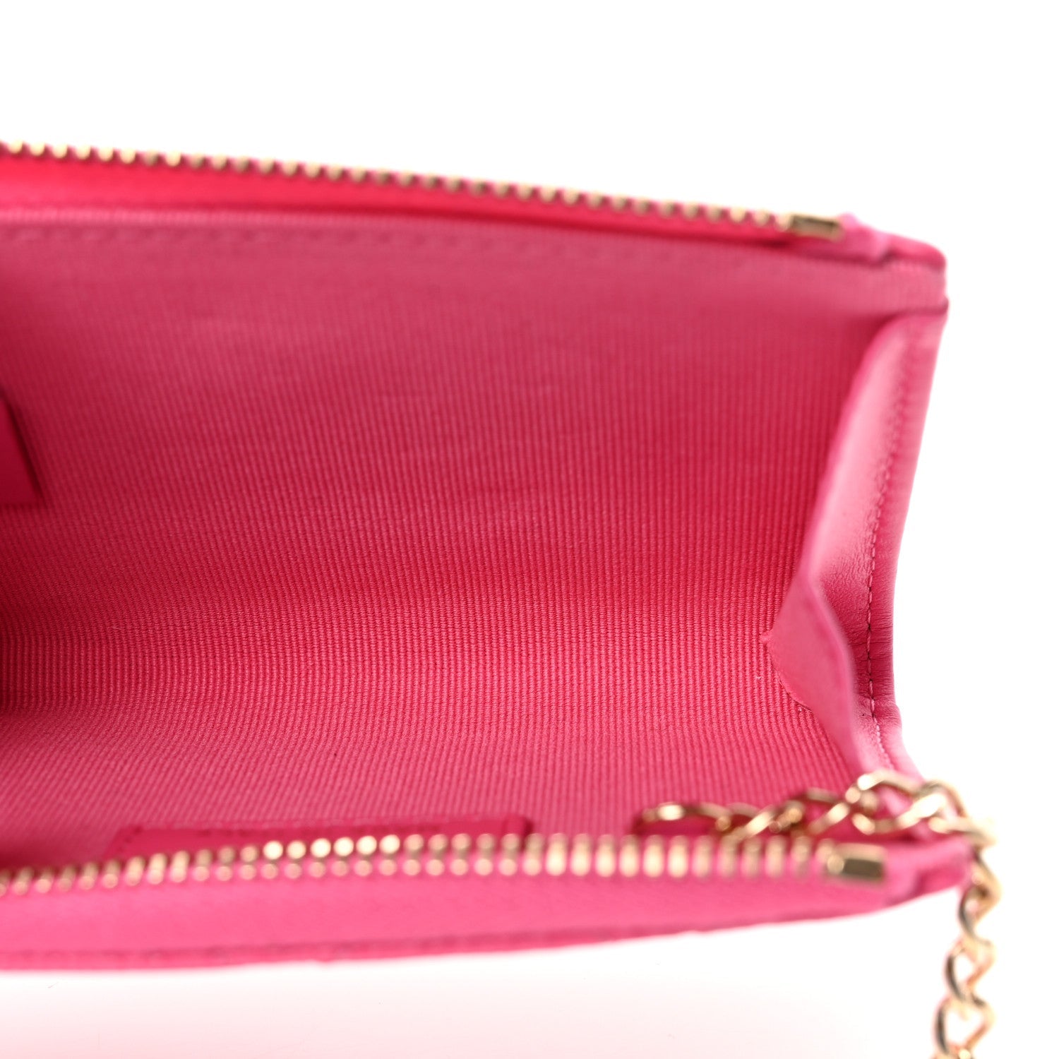 Caviar Quilted Zipped Key Holder Case Pink