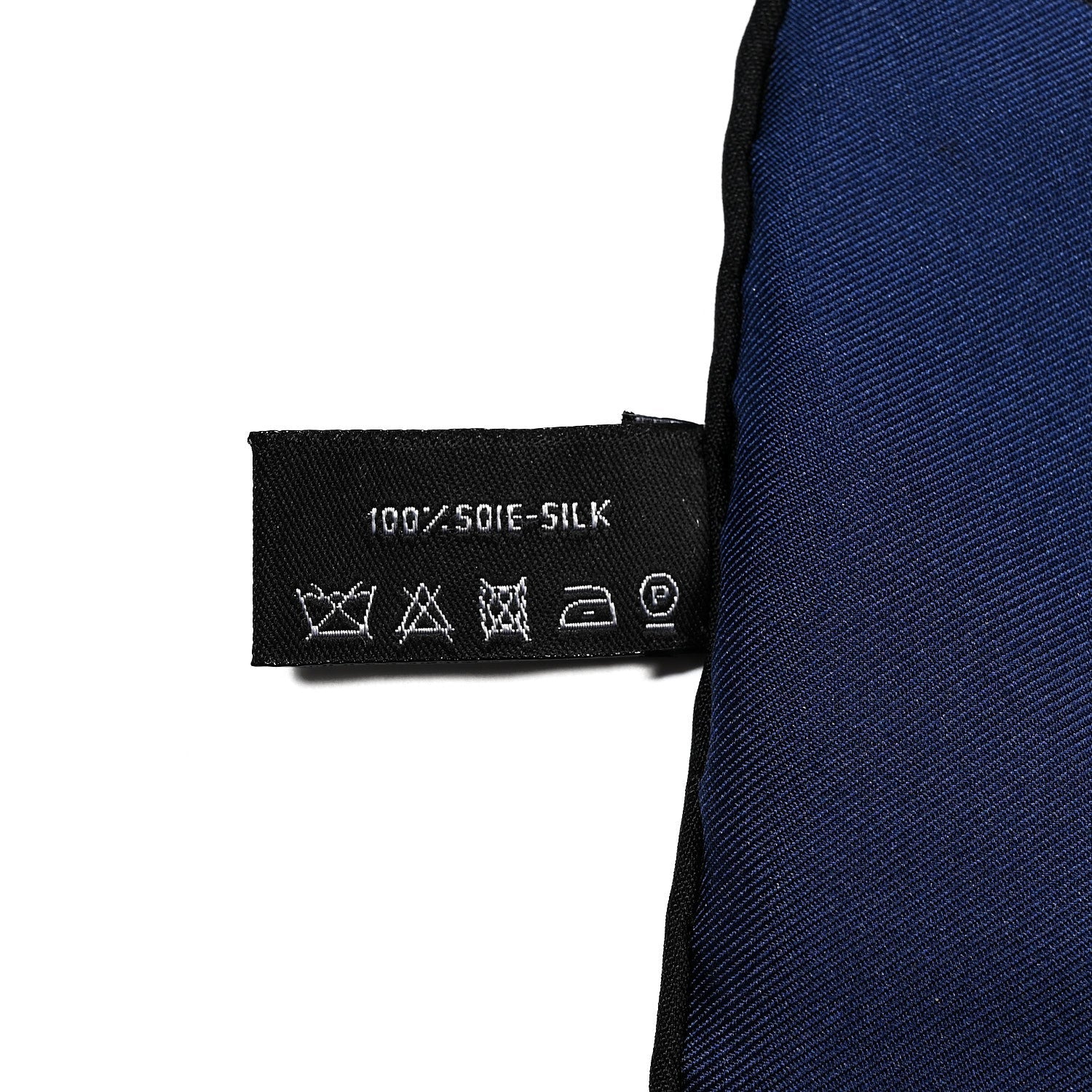 Silk CC Square Scarf Ecru Navy Blue Multicolor