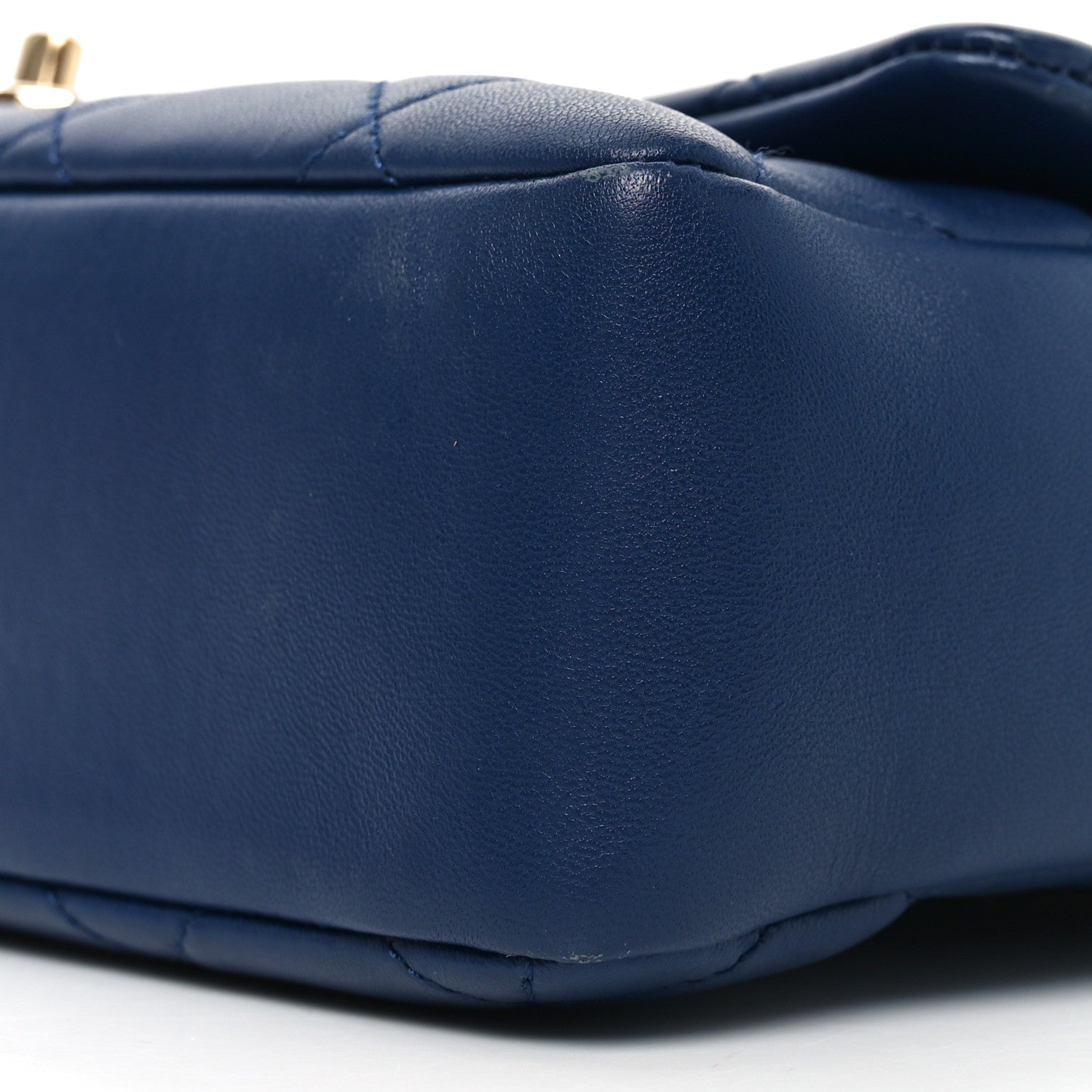 Lambskin Quilted Resin Bi-Color Chain Flap Bag Navy