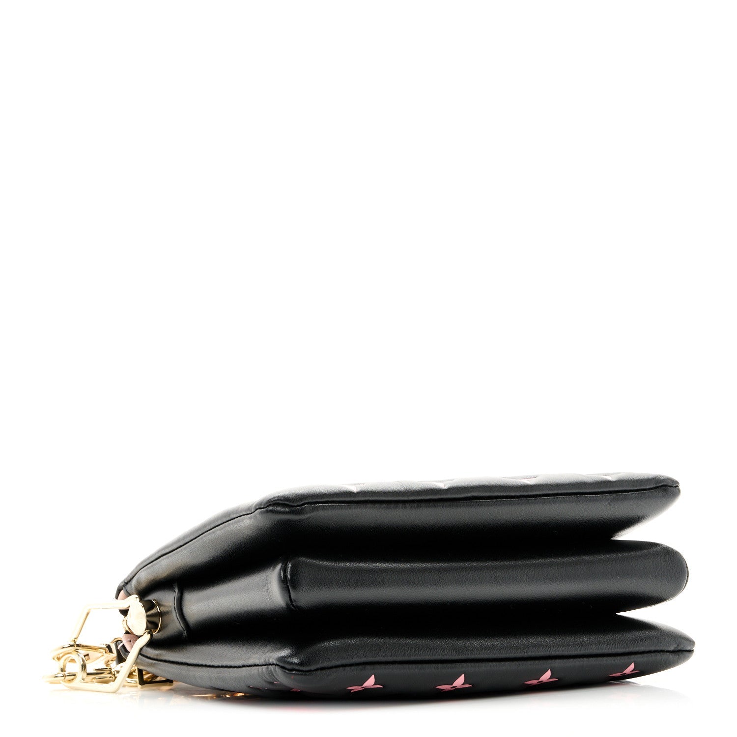 Lambskin Embossed Monogram LV Ski Coussin BB Black Rose
