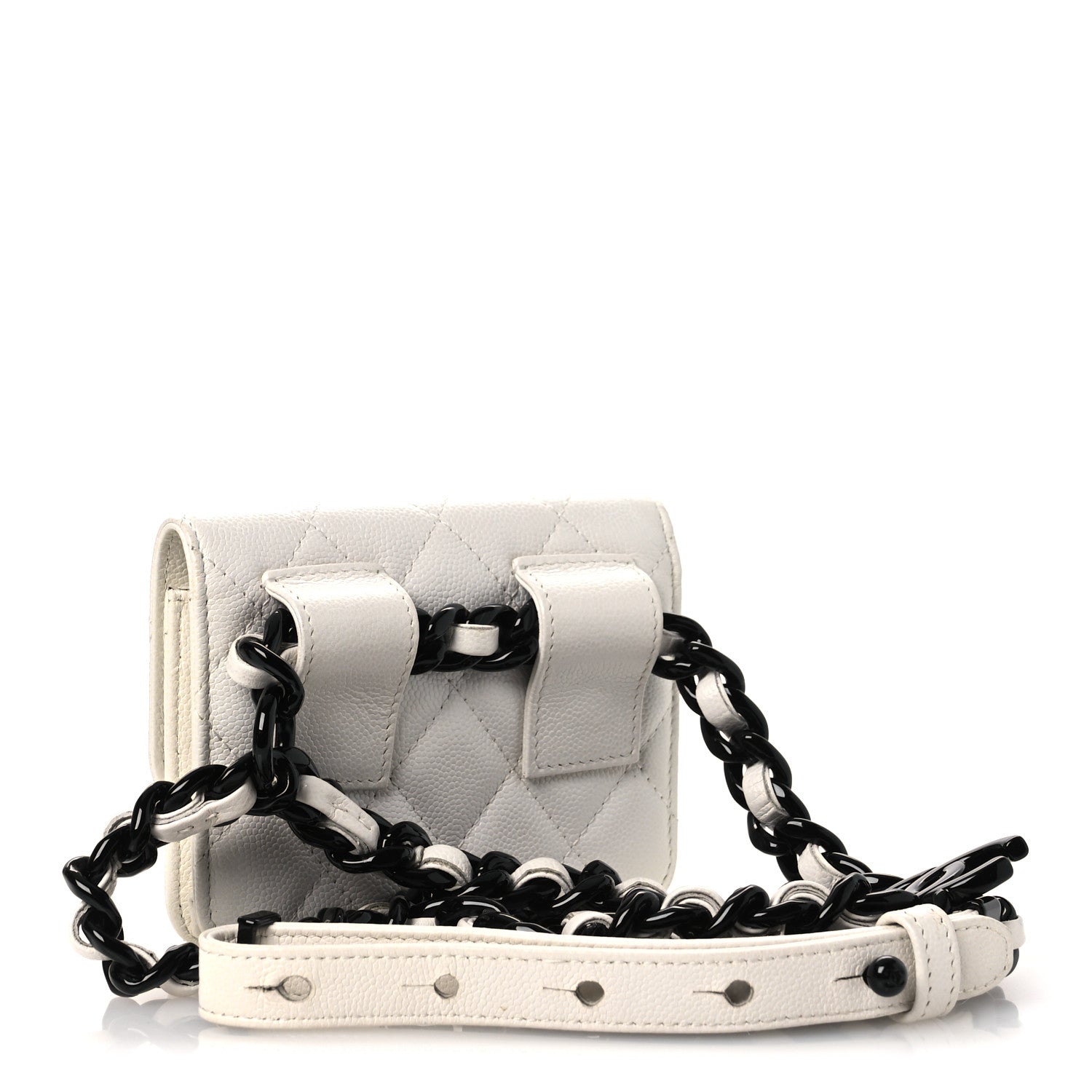 Caviar Quilted My Everything Belt Flap Card Holder White