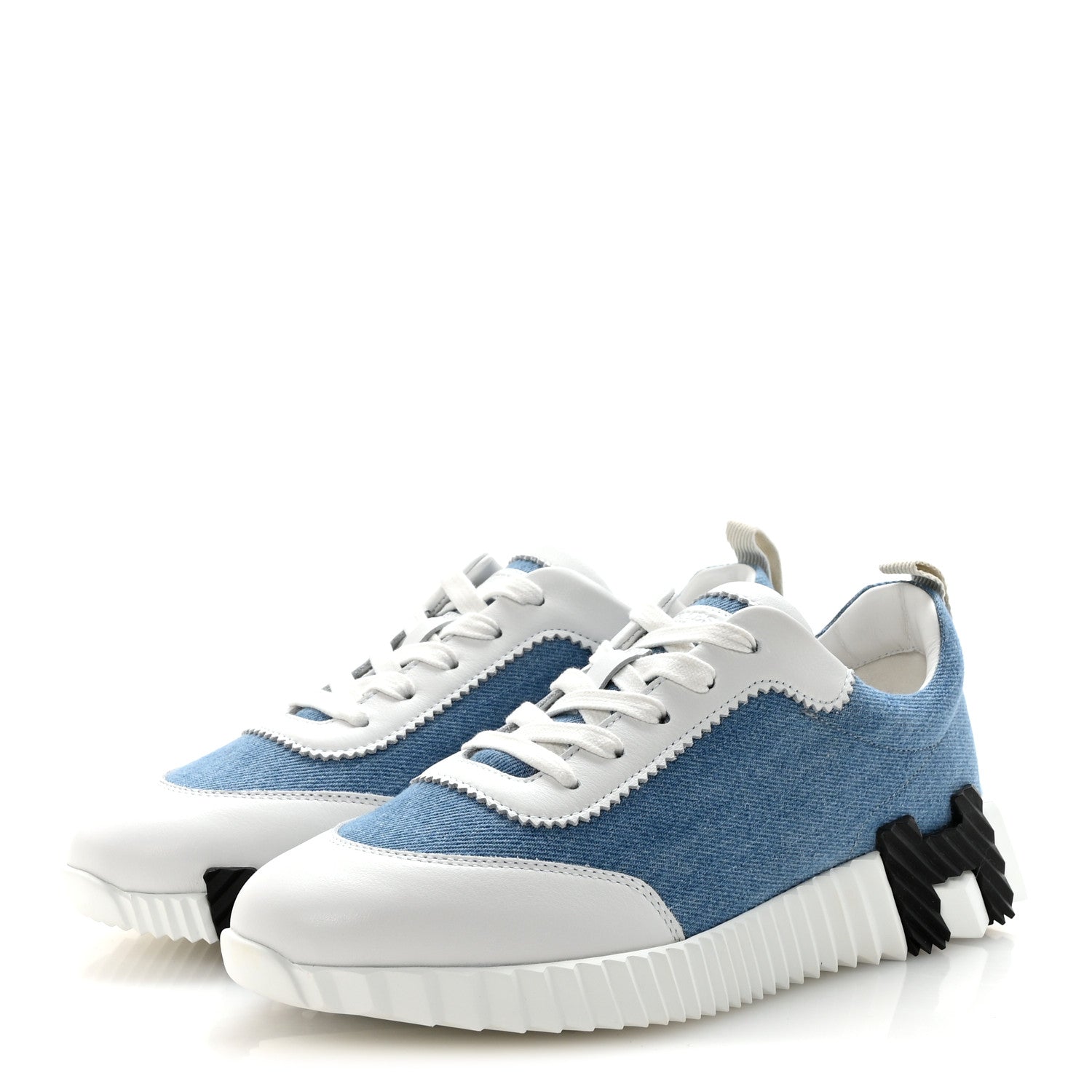 Denim Calfskin Bouncing Sneakers 37.5 Bleu Clair White