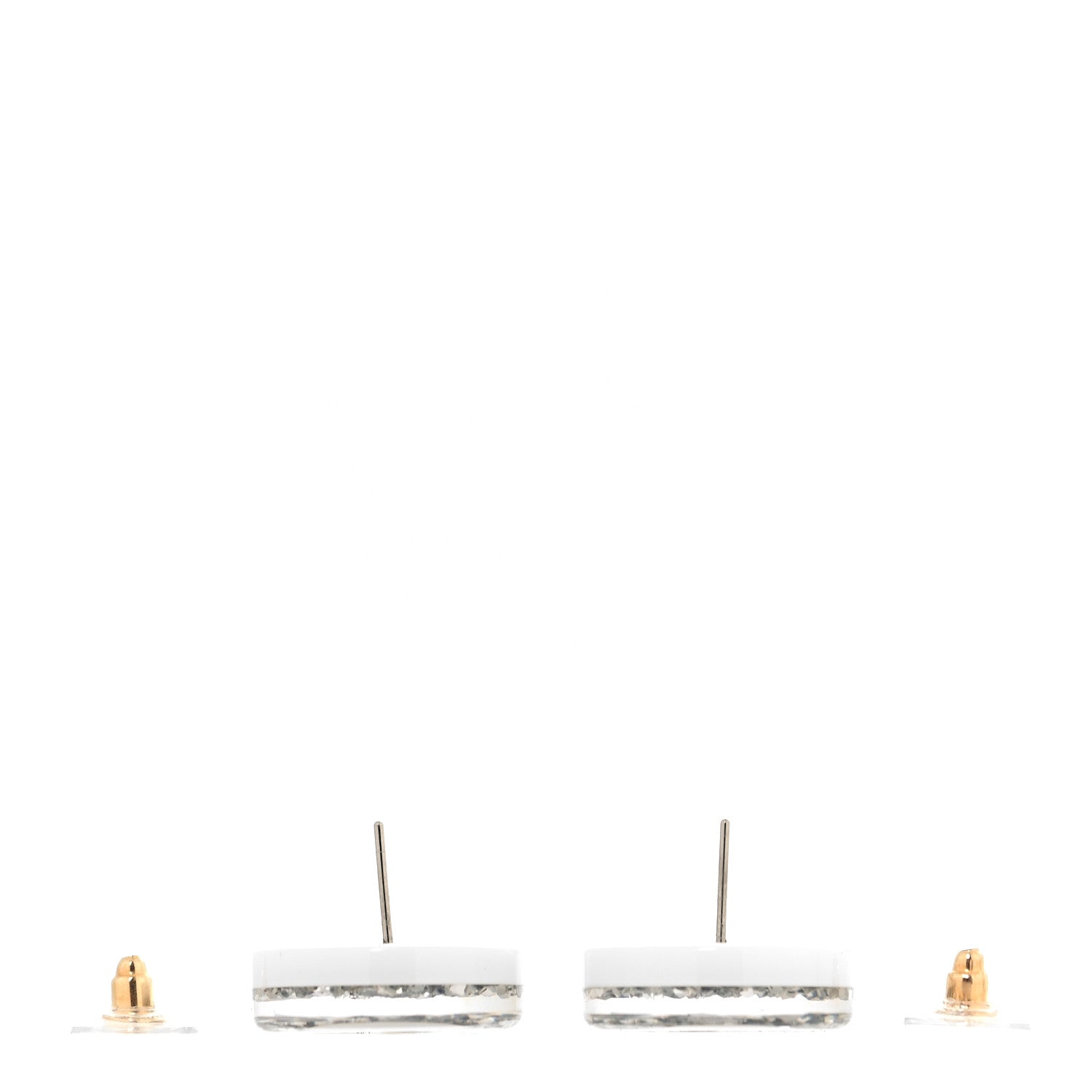 Resin Glitter CC Earrings White Silver