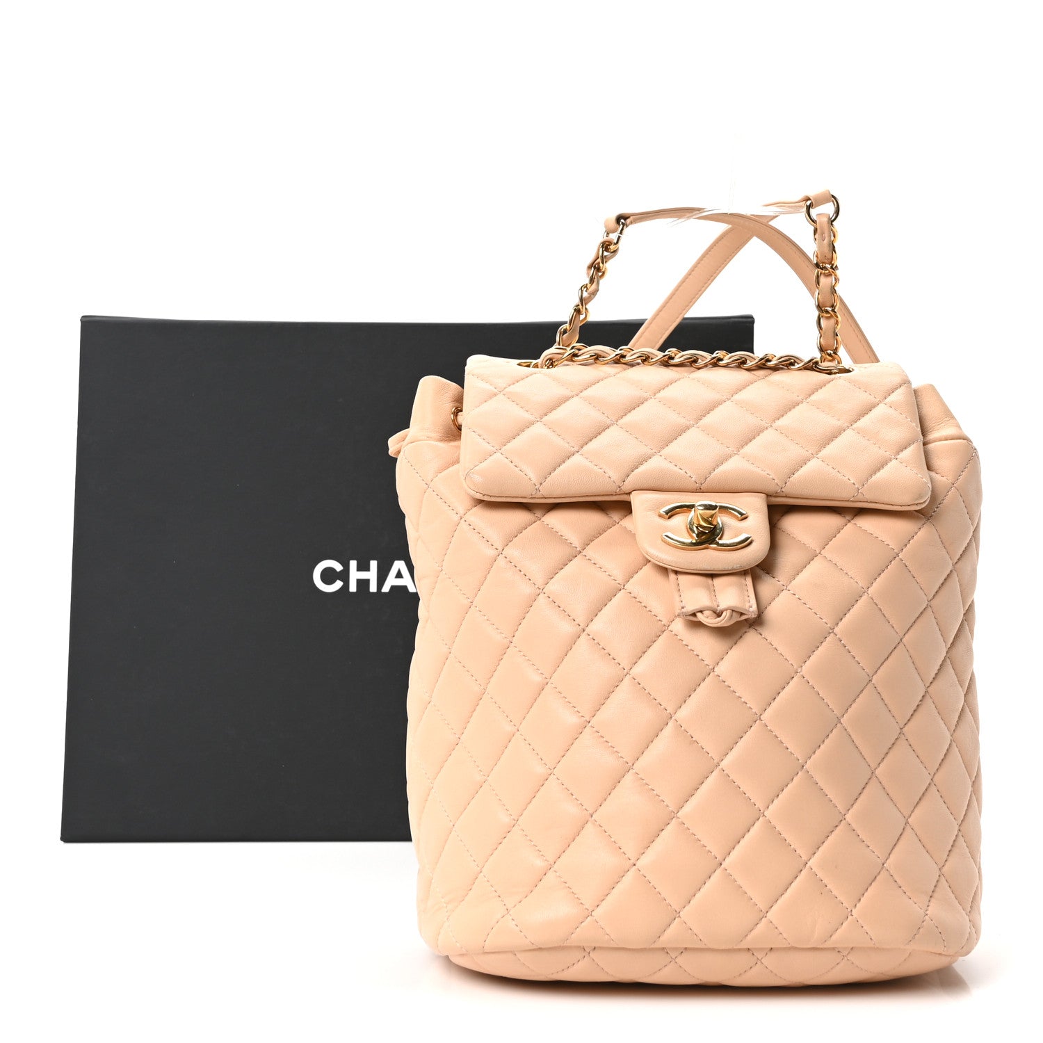 Calfskin Quilted Small Urban Spirit Backpack Beige