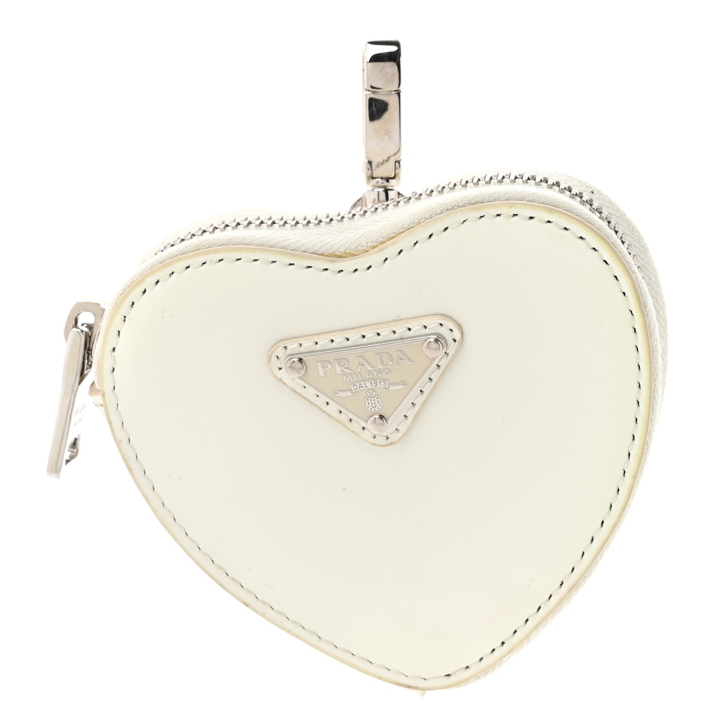 Spazzolato Heart Coin Pouch Bag Charm White