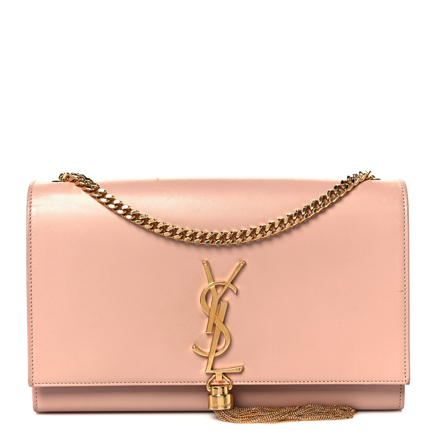 Smooth Calfskin Medium Classic Monogram Kate Tassel Satchel Pink