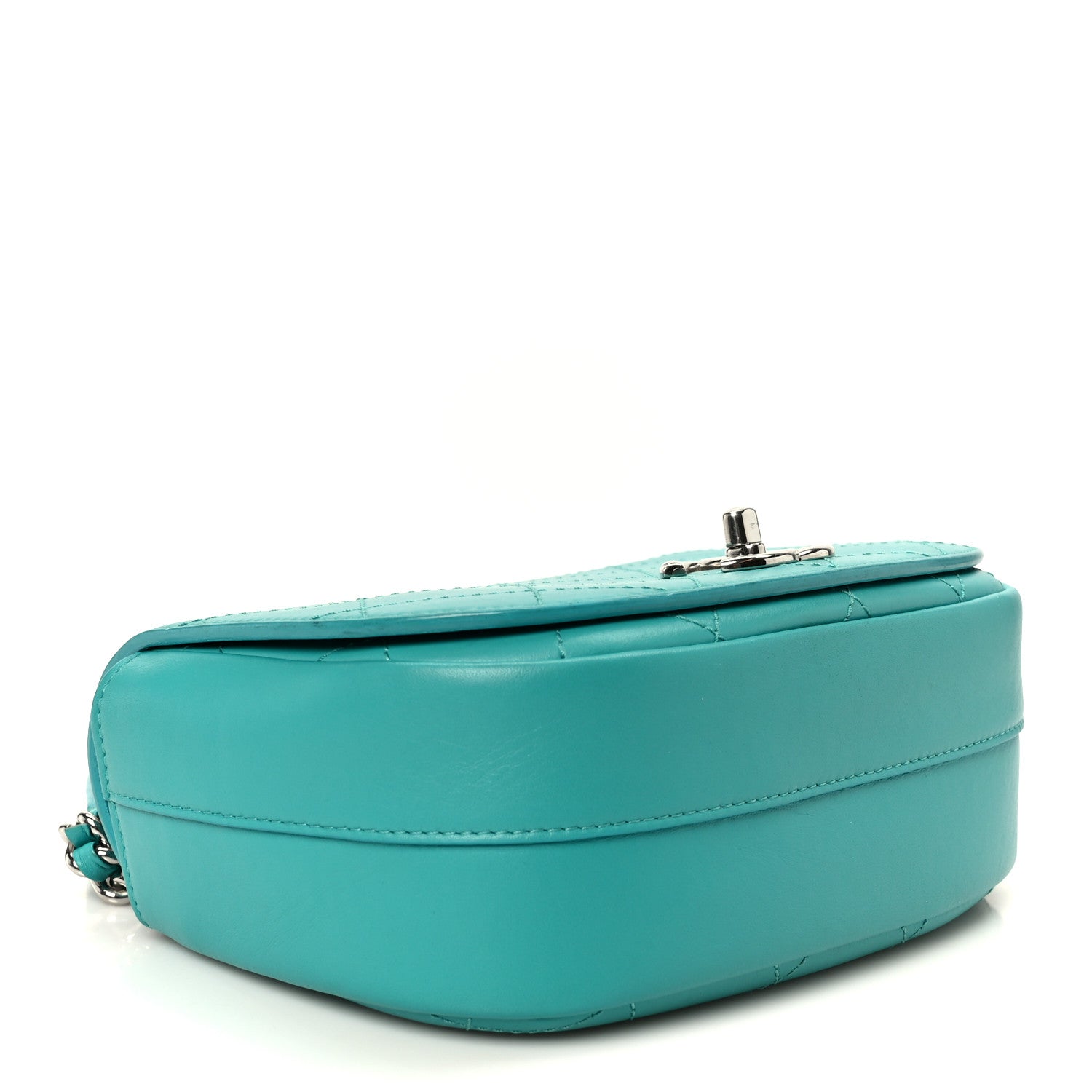 Calfskin Stitched Small Ring My Bag Flap Crossbody Turquoise