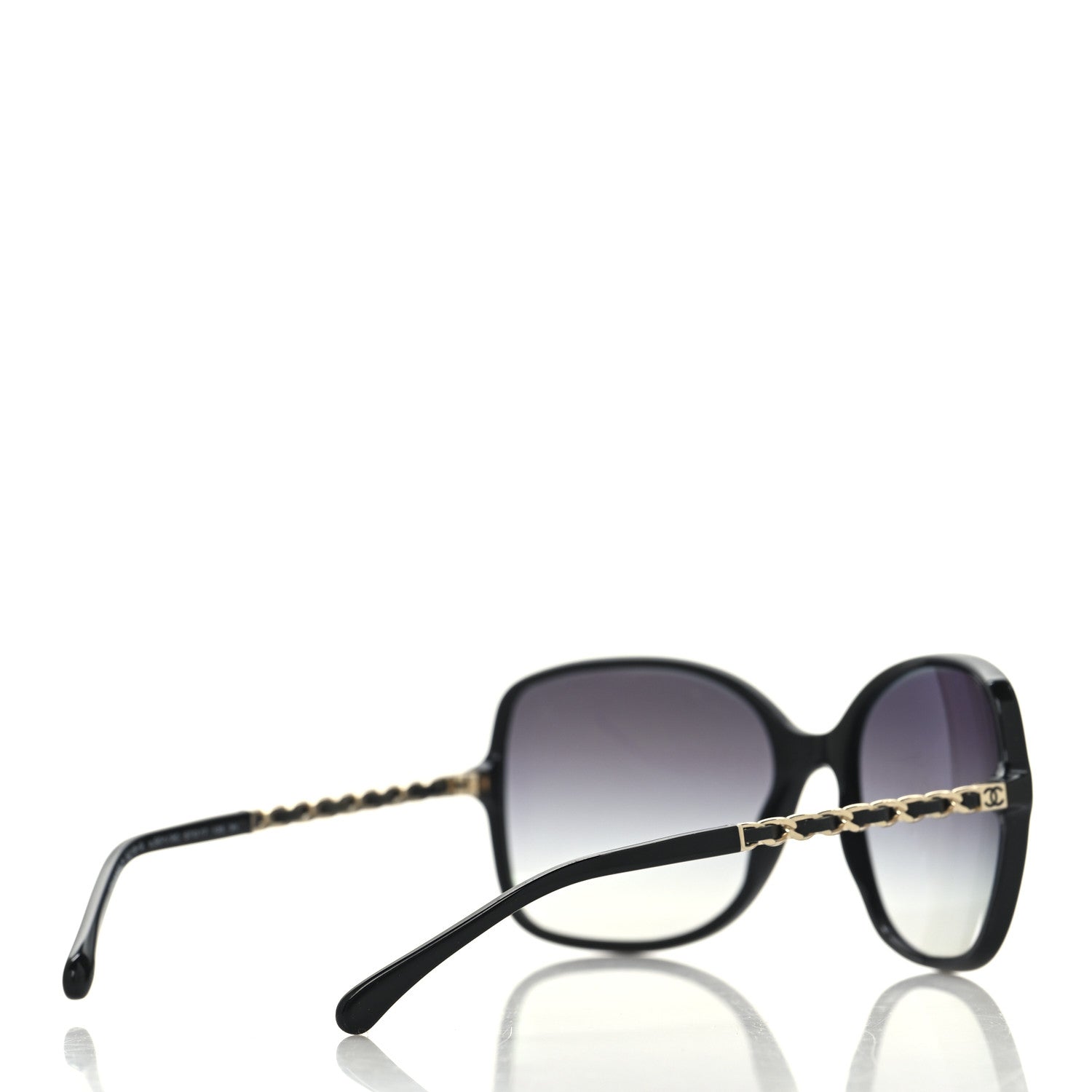 Lambskin Square Chain Sunglasses 5210-Q Black
