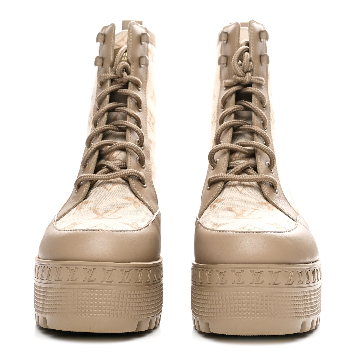 Suede Calfskin Laureate Platform Desert Boots 37 Beige