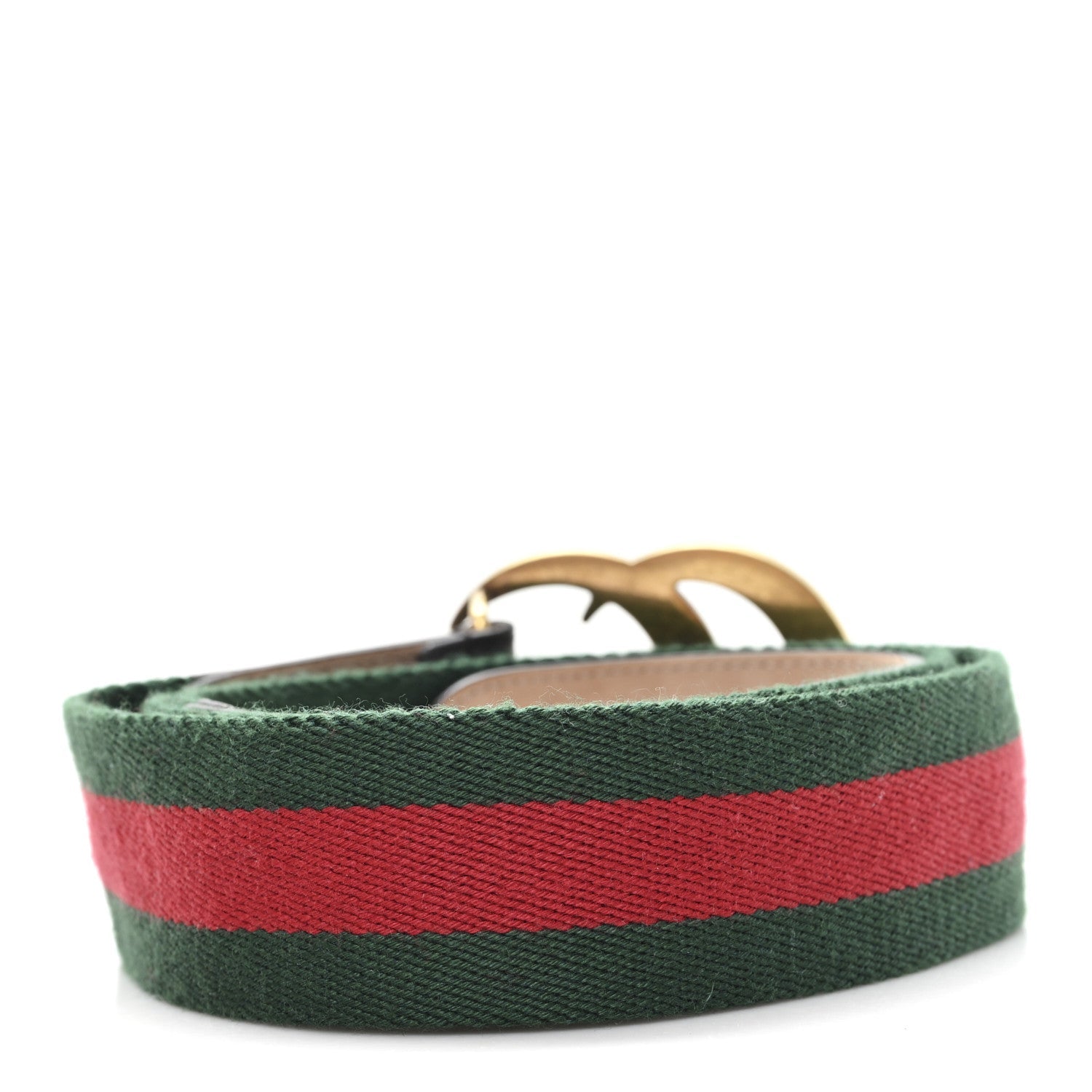 Nylon Calfskin Double G Web 40mm Belt 105 42 Green Red Cuir